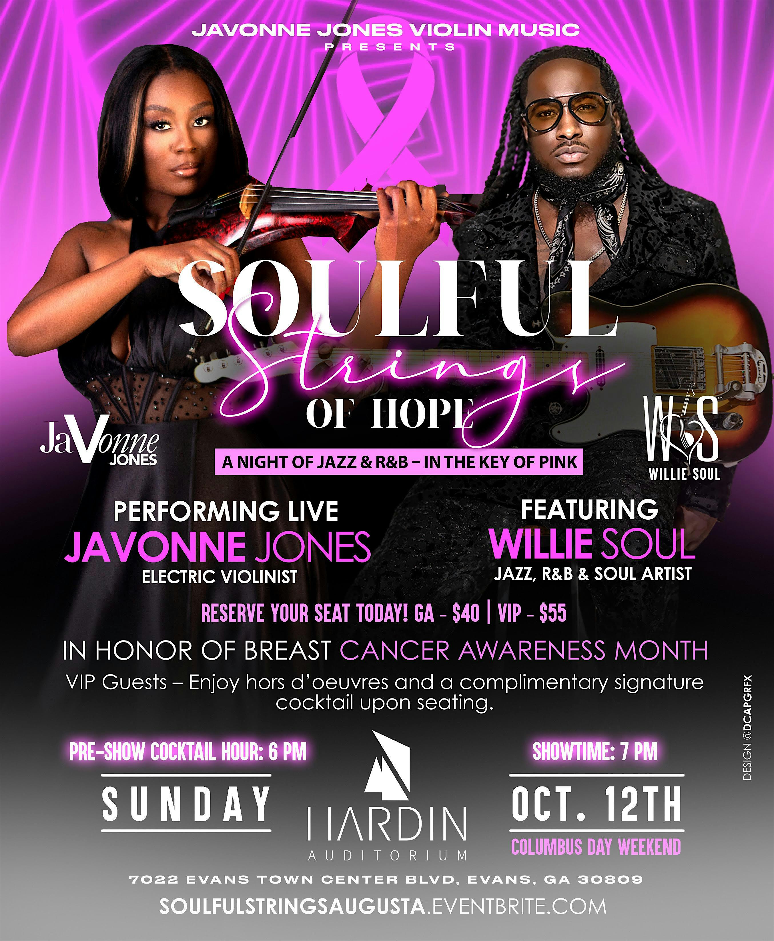 Soulful Strings of Hope: A Night of Jazz & R&B- In the Key of Pink at Hardin Auditorium – Evans, GA