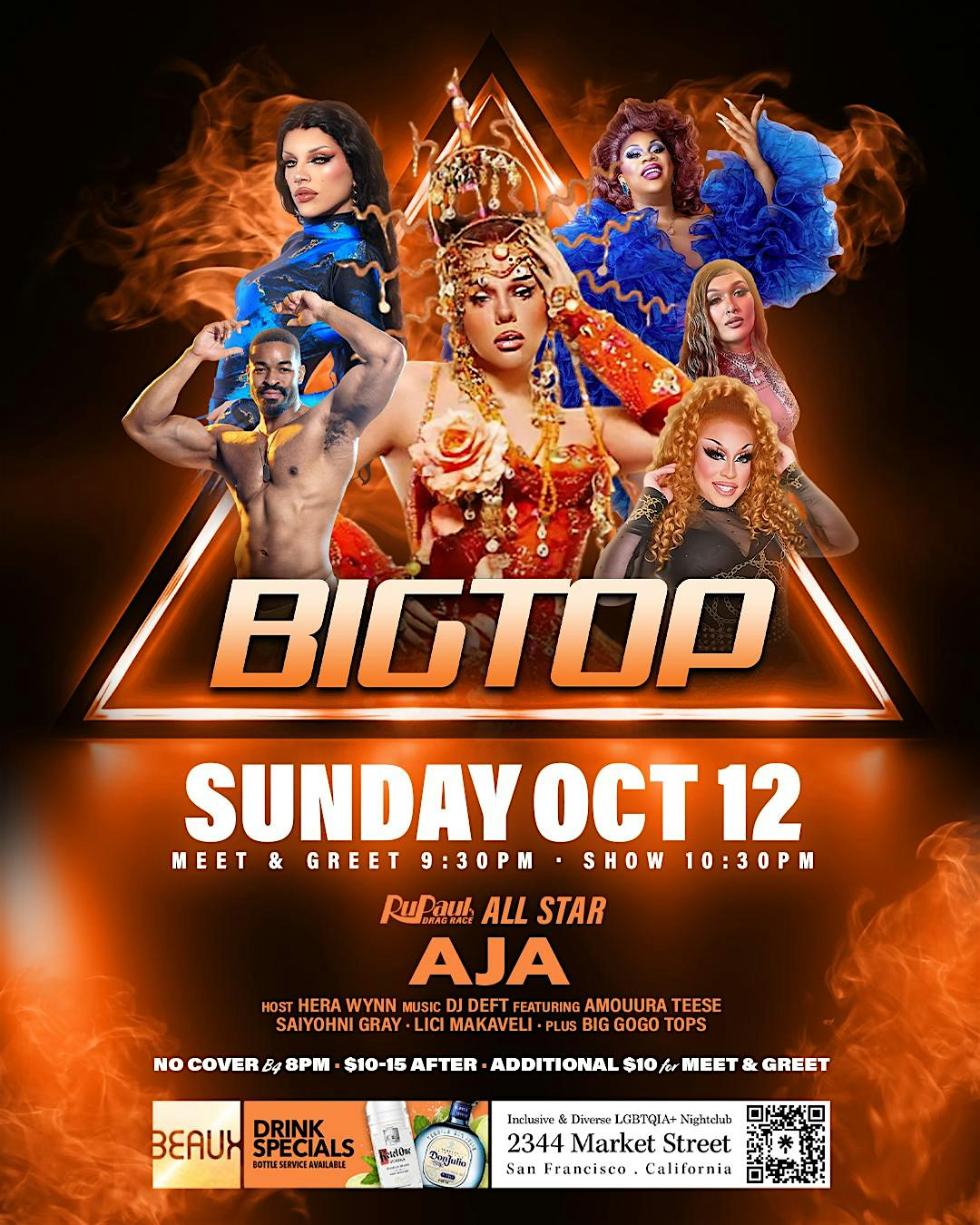 Big Top Sundays w/ Aja (RuPaul’s Drag Race) at Beaux – San Francisco, CA