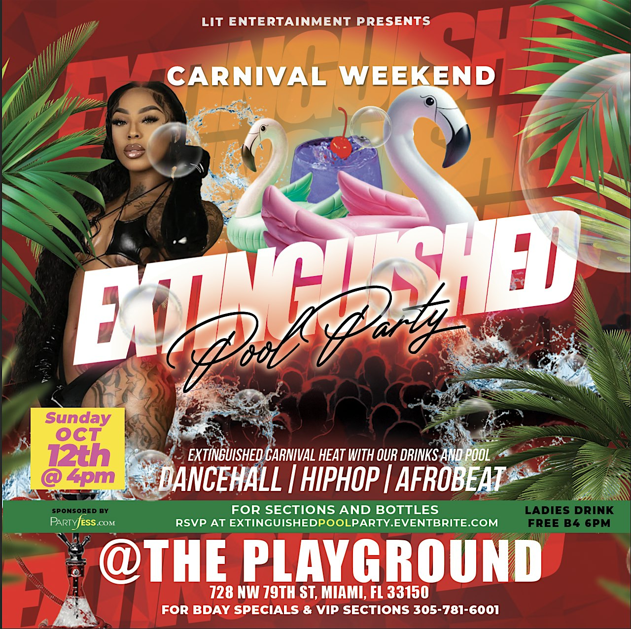 Extinguished Pool Party – Miami Carnival Weekend at The Playground – Miami, FL