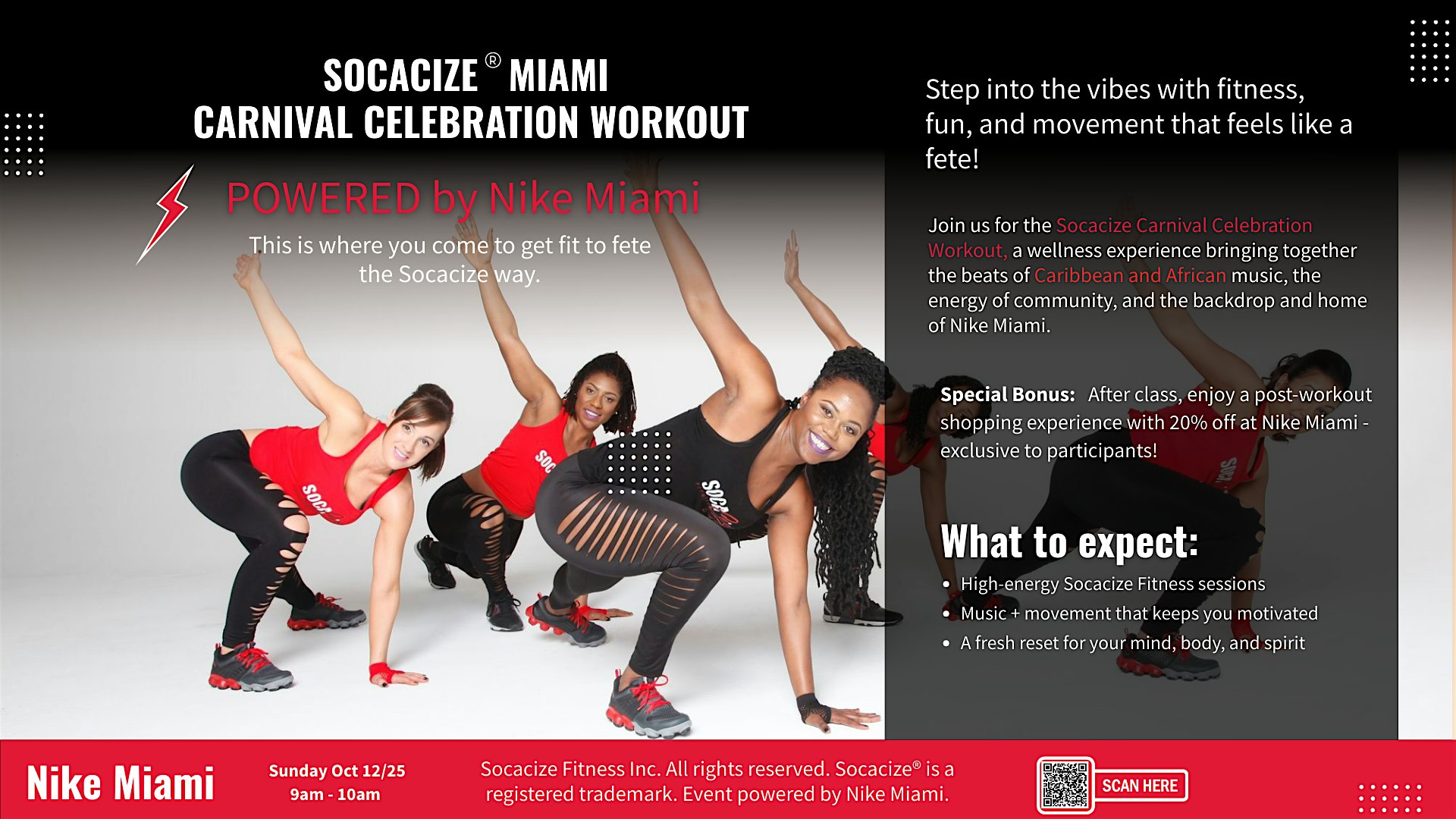 Socacize® Miami Carnival Celebration Workout at Nike Miami – Miami Beach, FL