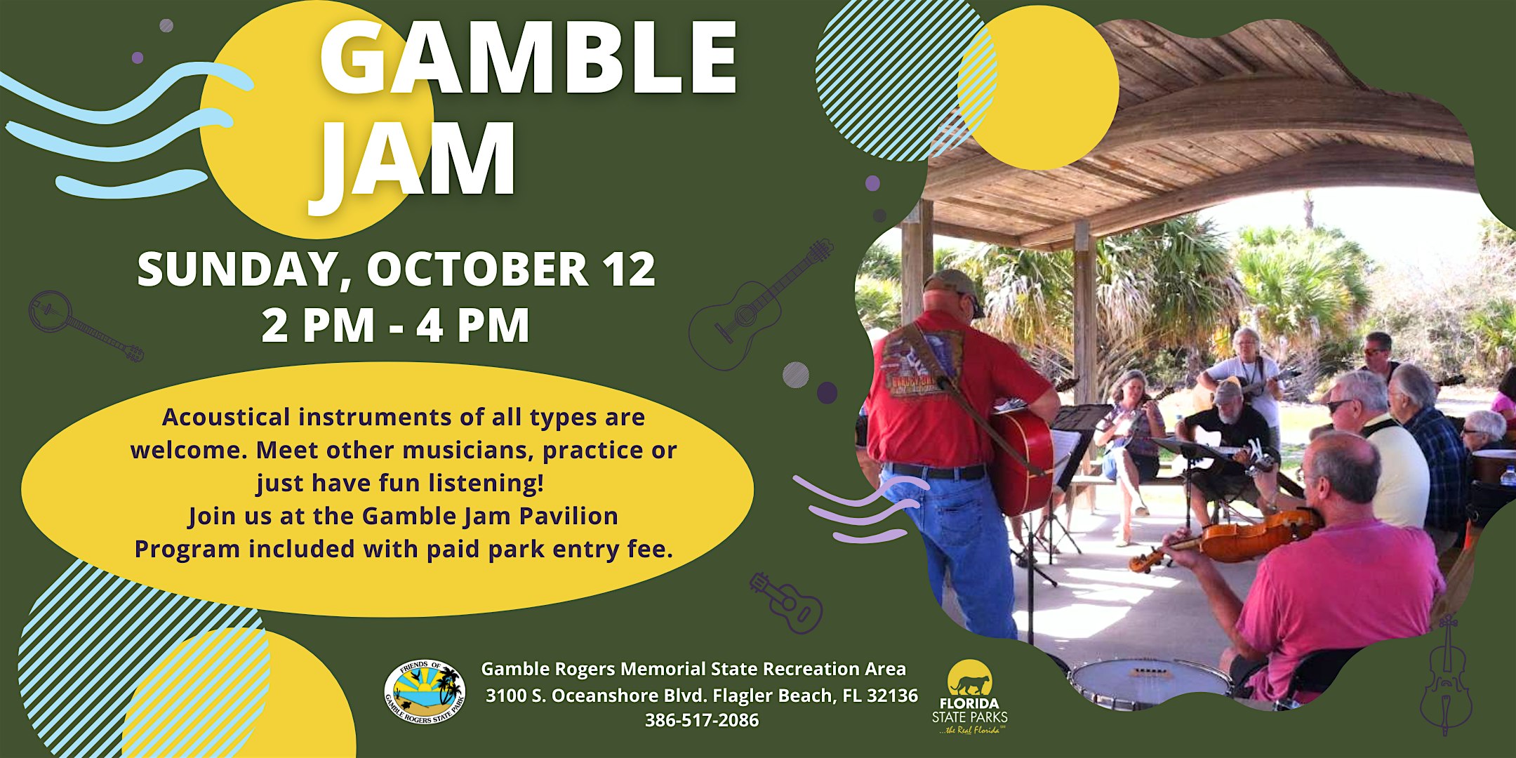 Gamble Jam at Gamble Rogers Memorial State Recreation Area At Flagler Beach – Flagler Beach, FL