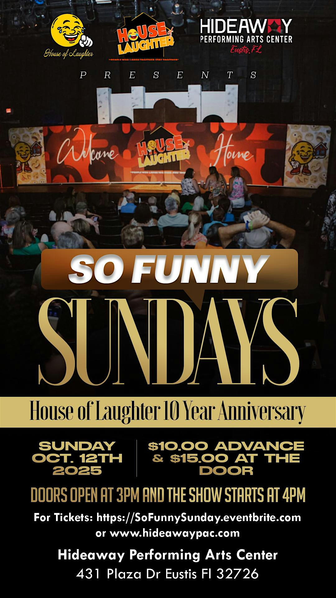 So Funny Sundays Comedy Show at Hideaway Performing Arts Center – Eustis, FL