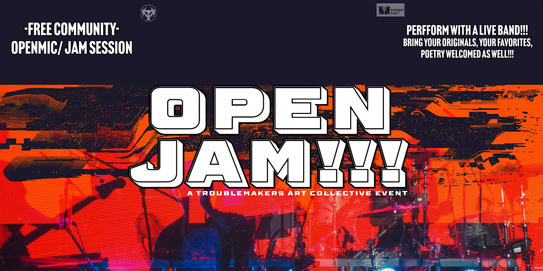 OPEN JAM! At Sanger Hall at Sanger Hall – Queens, NY