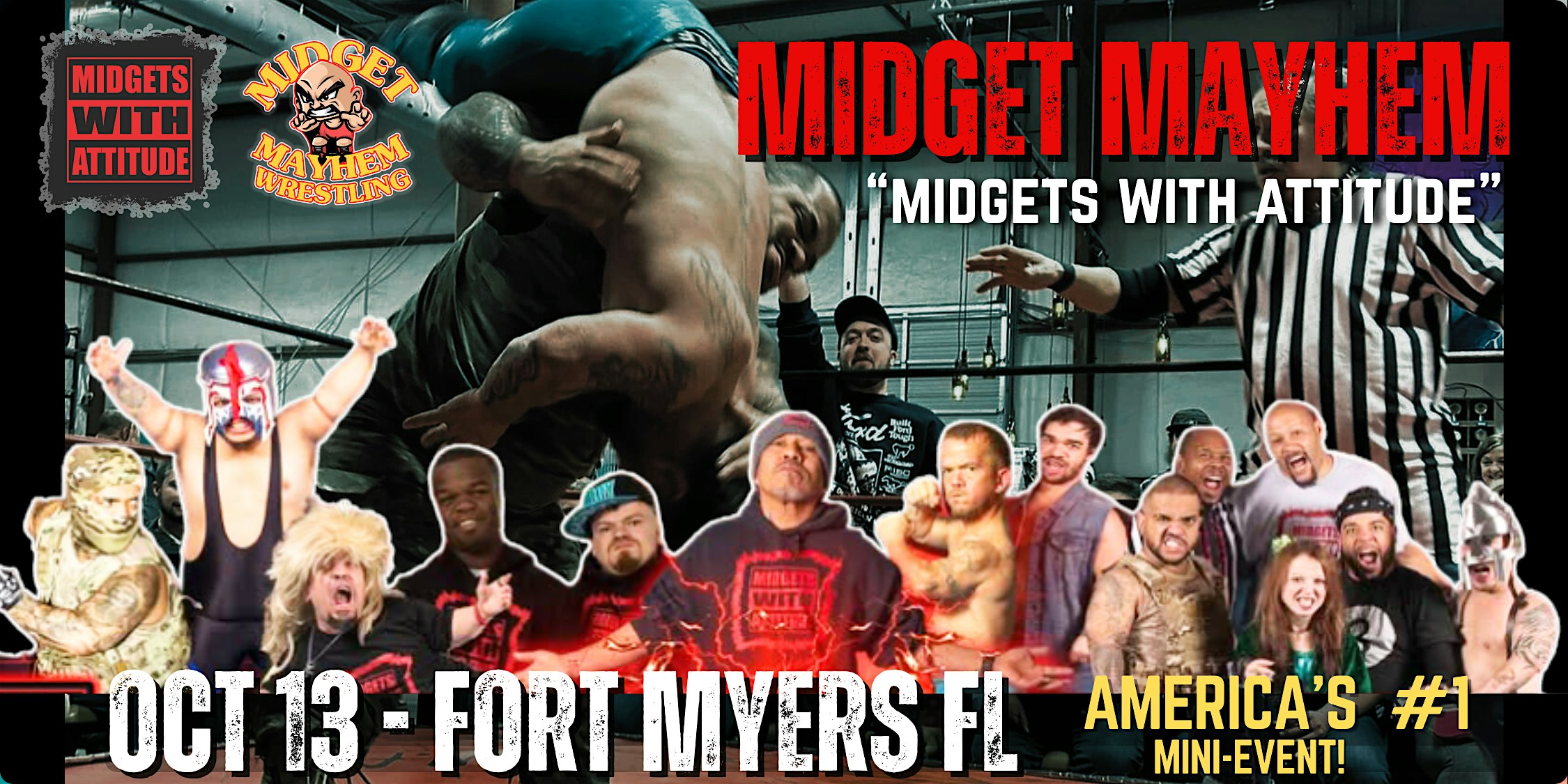 “Midgets With Attitude” with Midget Mayhem – Fort Myers FL (18+) at Millennial Brewing Company – Fort Myers, FL