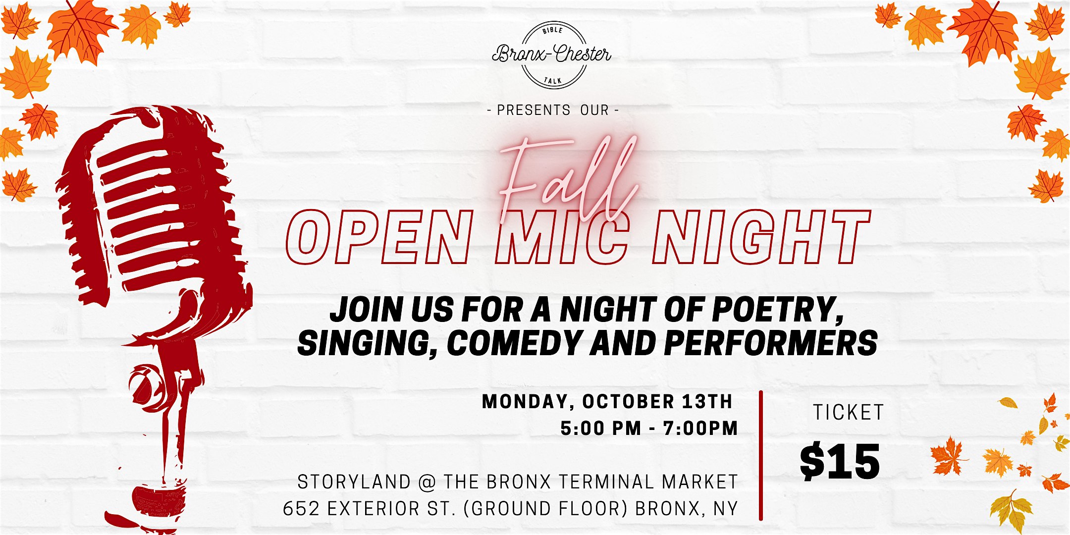 Fall Open Mic! at Bronx Terminal Market Mall – The Bronx, NY