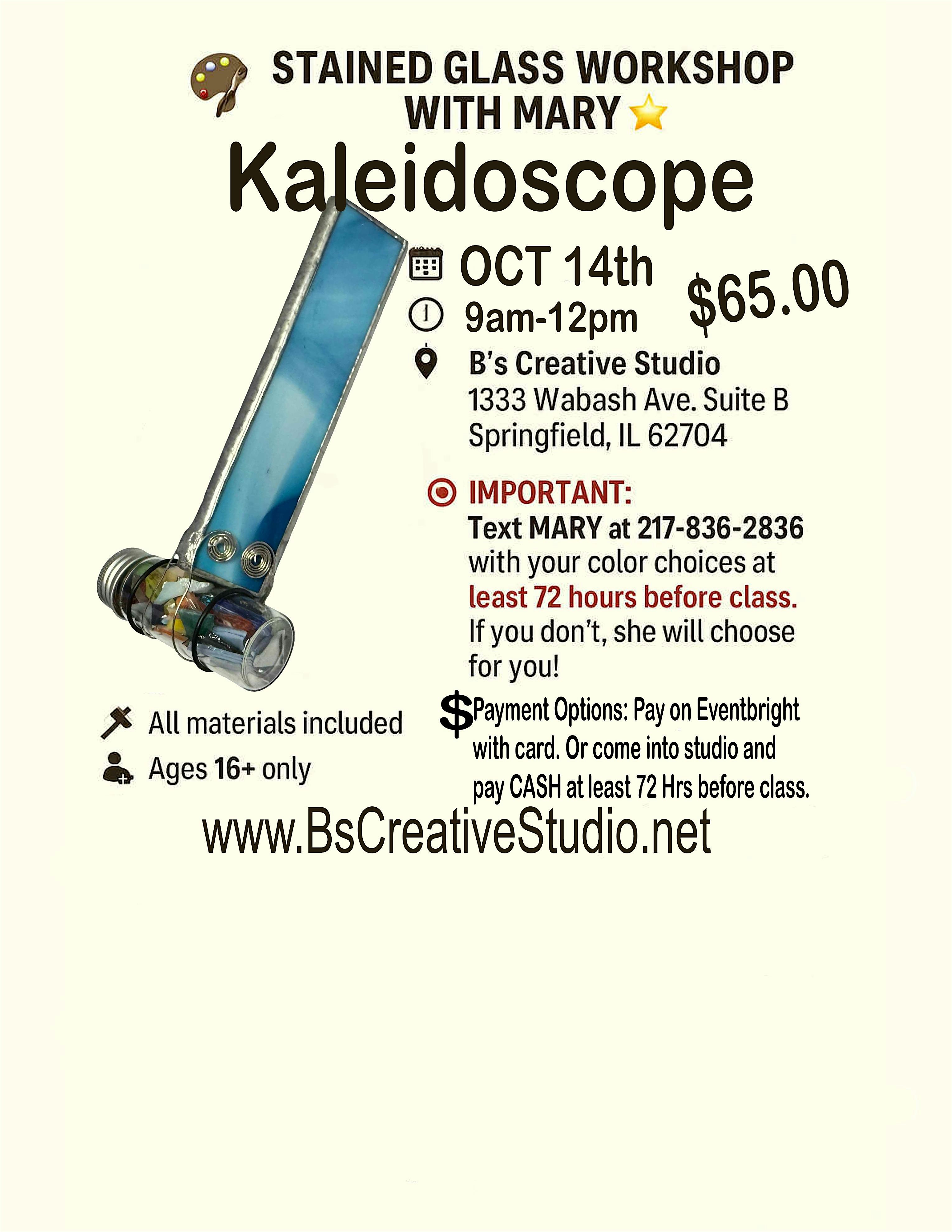 Stained Glass Kaleidoscope at B’s Creative Studio – Springfield, IL