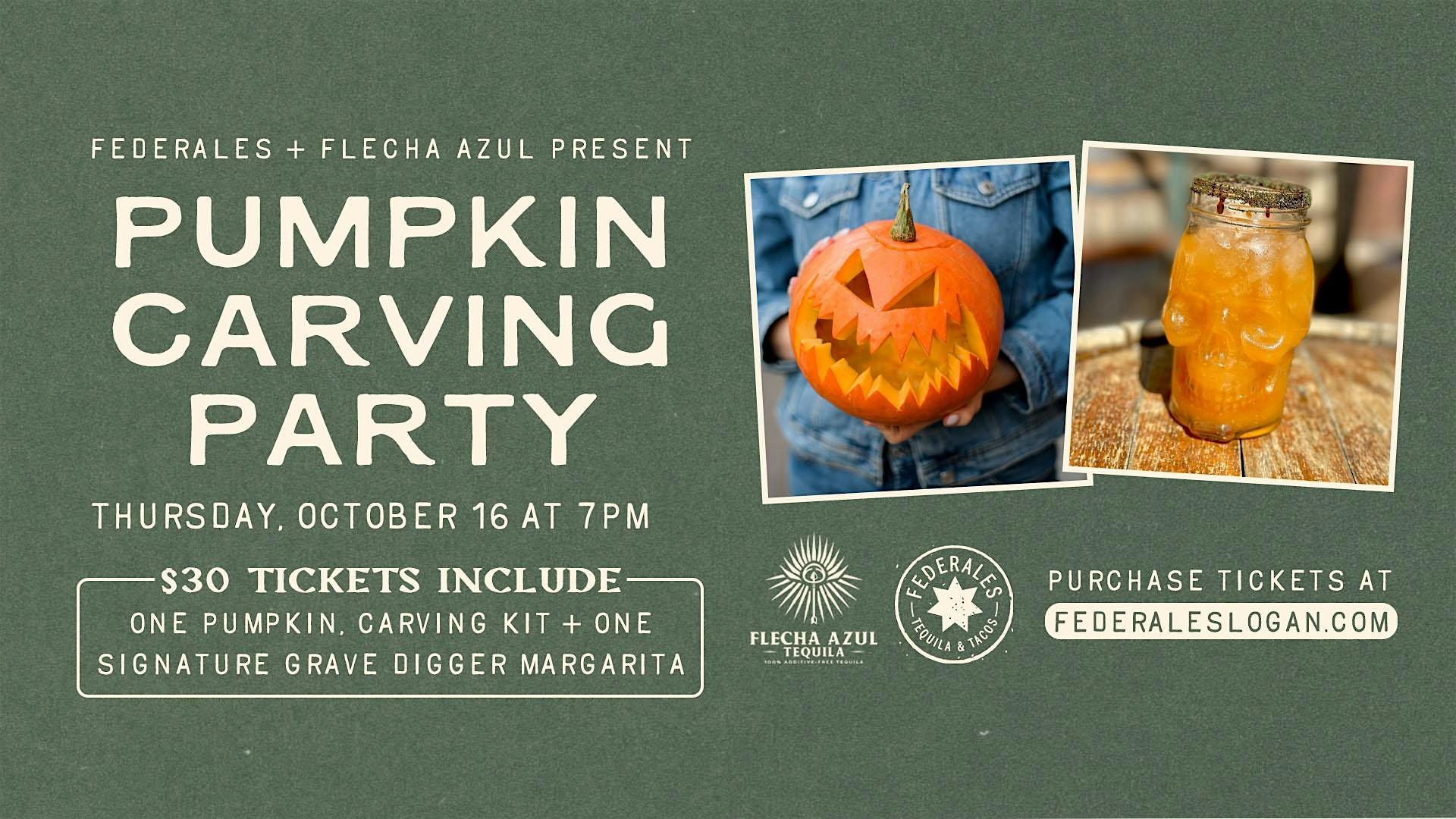 Pumpkin Carving Party at Federales in Logan Square at Federales Tacos & Tequila – Logan Square, Chicago – Chicago, IL