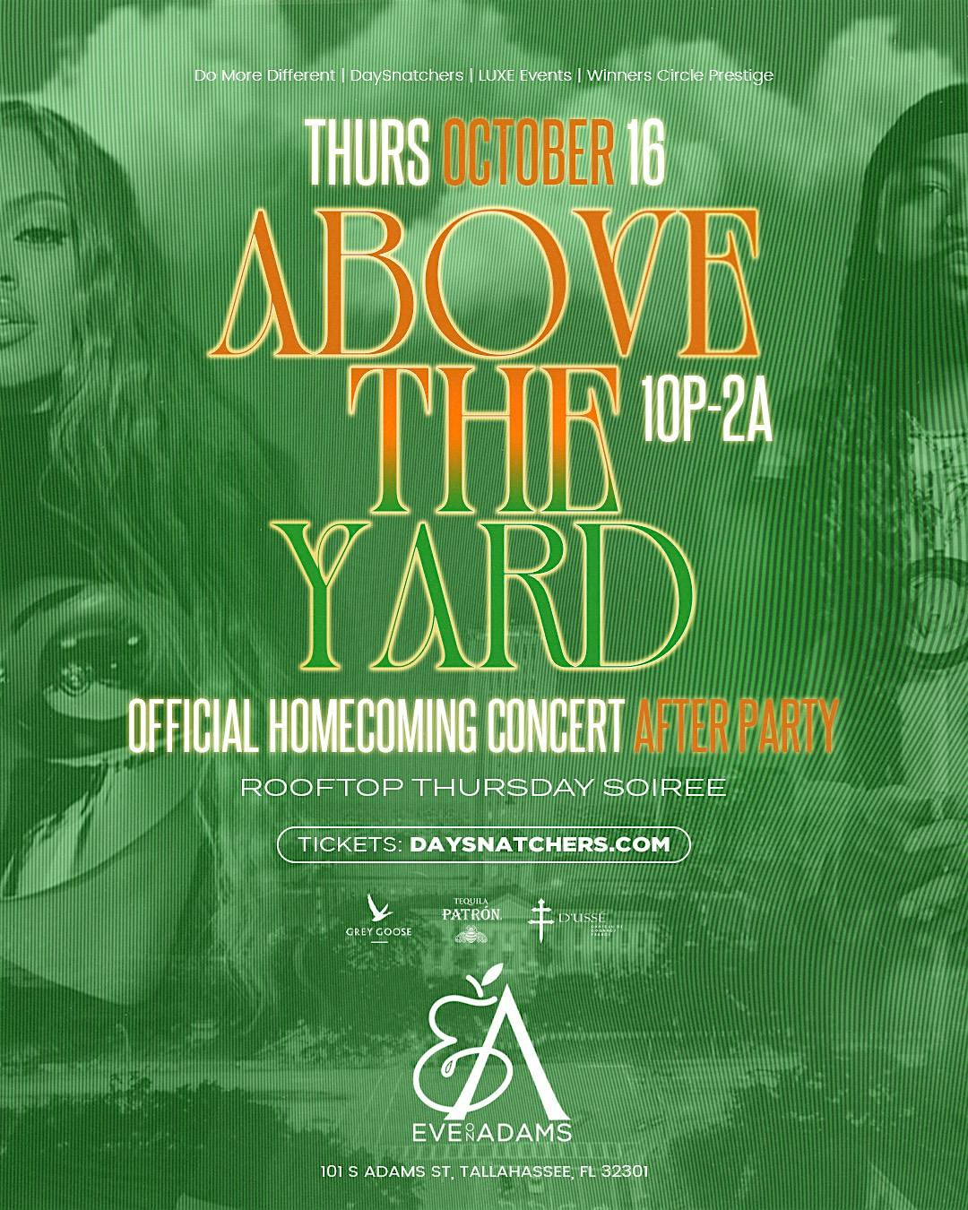 Above the Yard: Rooftop Thursday Soiree | Official Concert After Party at Eve on Adams – Tallahassee, FL