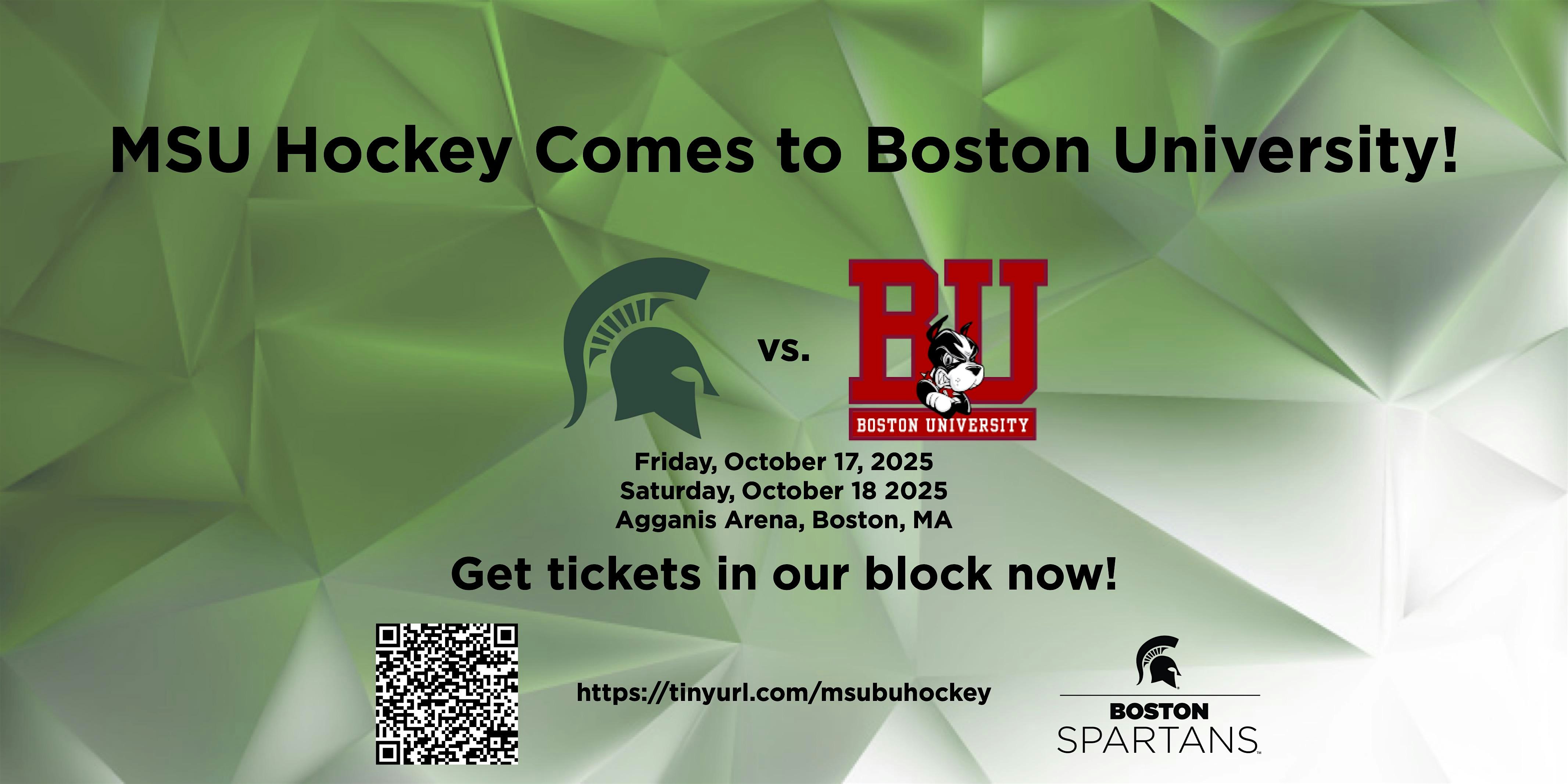 MSU Hockey vs. Boston University with the Boston Spartans 2025 at Agganis Arena – Boston, MA