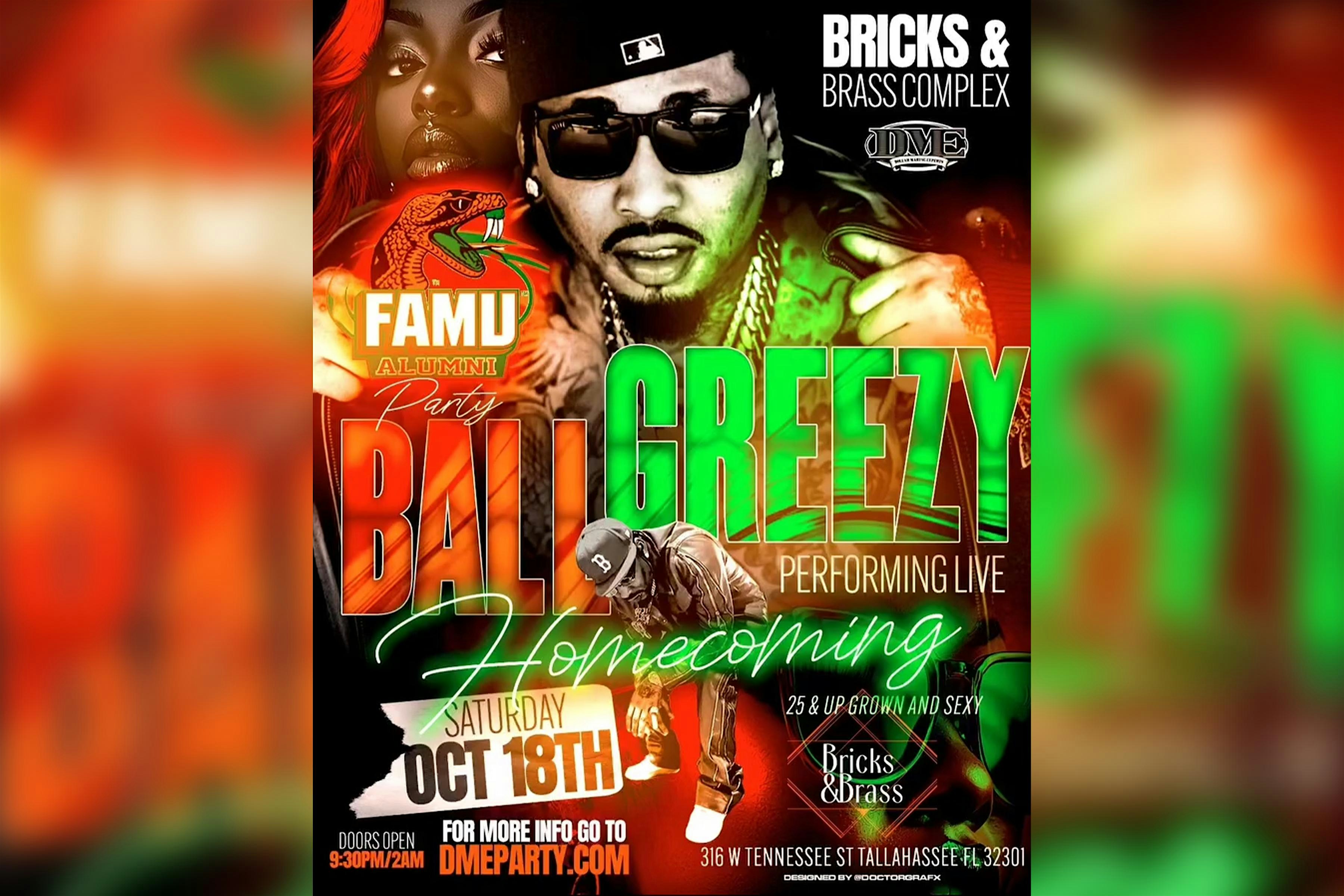 Ball Greezy Live -Homecoming Grown n Sexy at Bricks & Brass – Tallahassee, FL