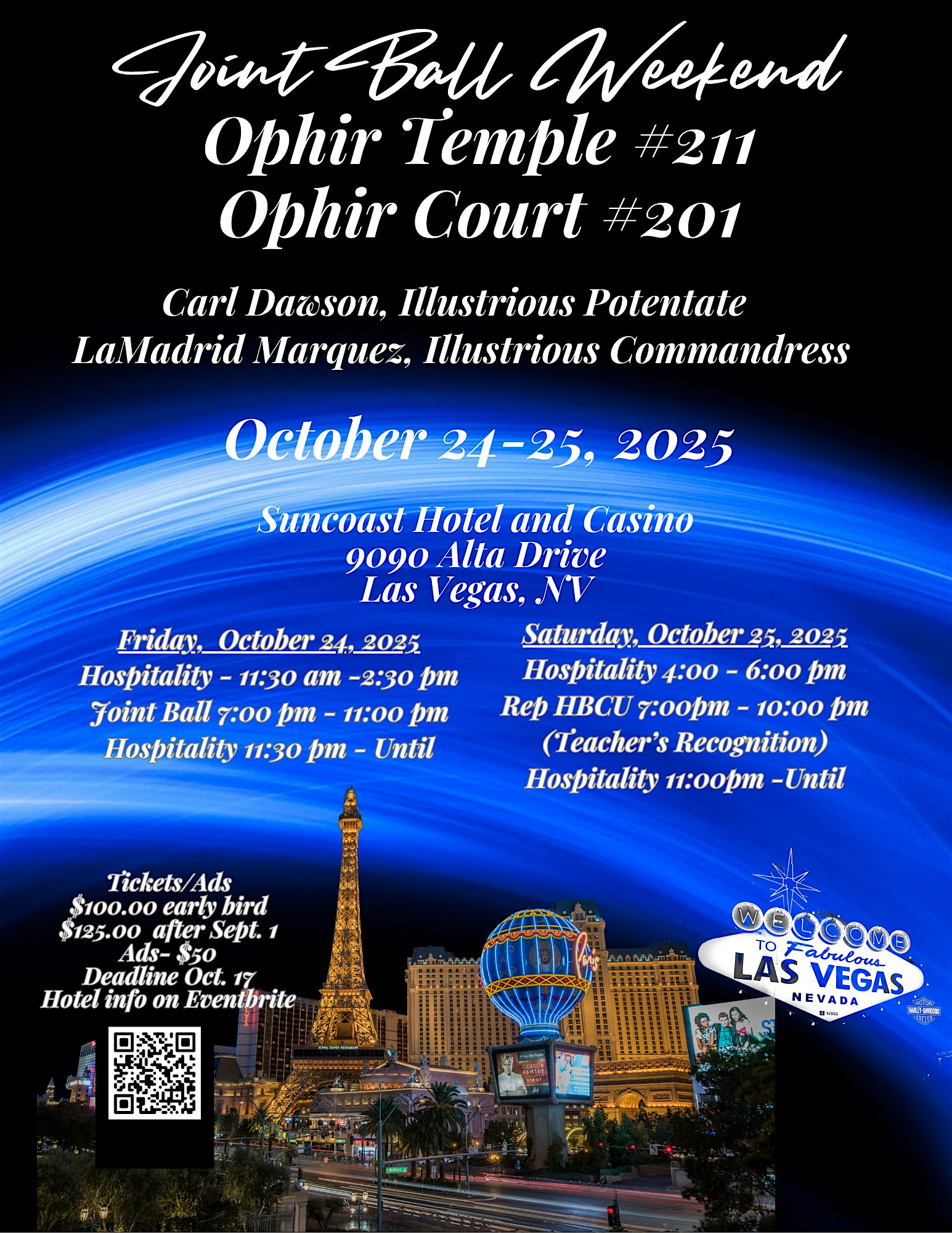 Ophir Temple #211 and Ophir Court #201 Joint Ball at Suncoast Hotel and Casino – Las Vegas, NV