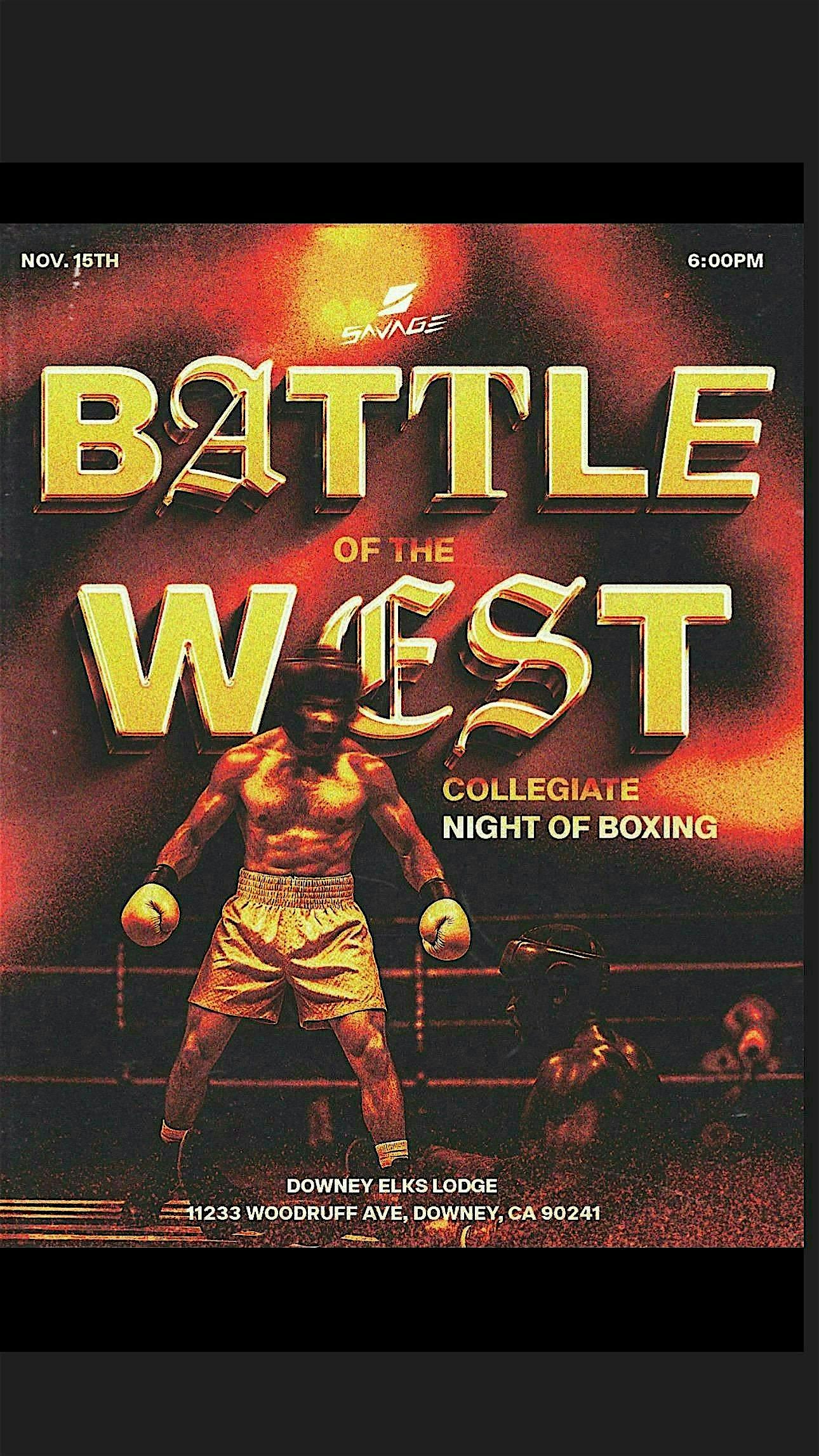 Battle of the West Collegiate Night of Boxing at Downey Elks Lodge #2020 – Downey, CA