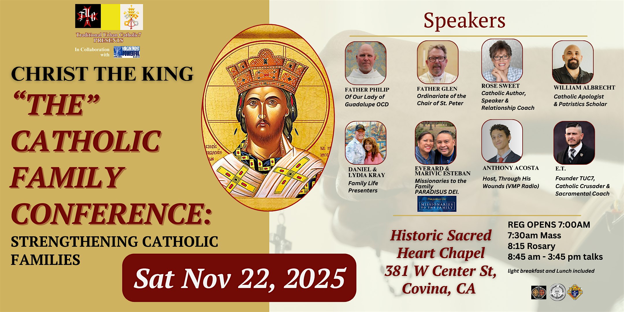 The Catholic Family Conference , ” Strengthening Catholic Families” at Historic Sacred Heart Chapel – Covina, CA