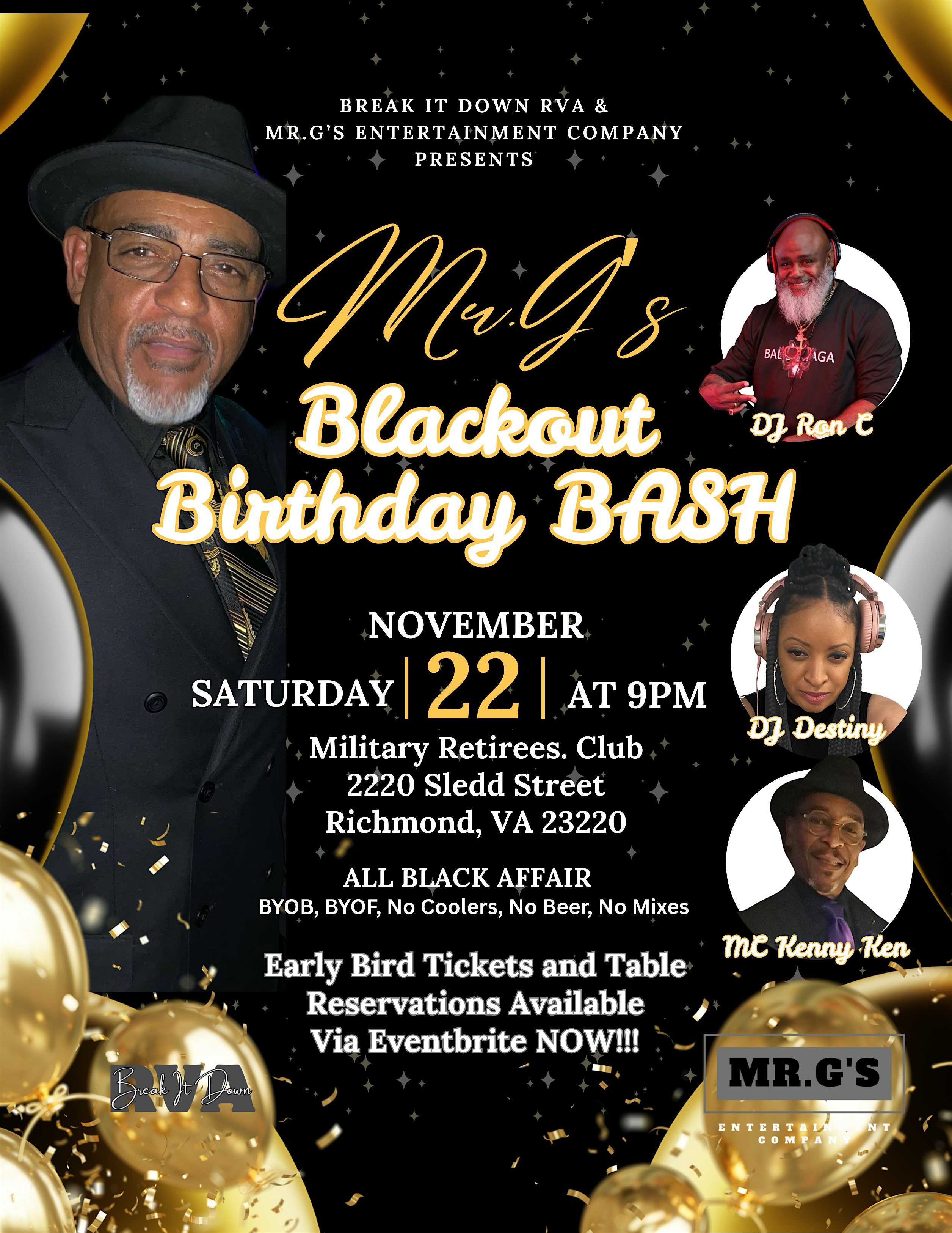Mr.G’s Blackout Birthday BASH at Military Retirees Club Inc – Richmond, VA