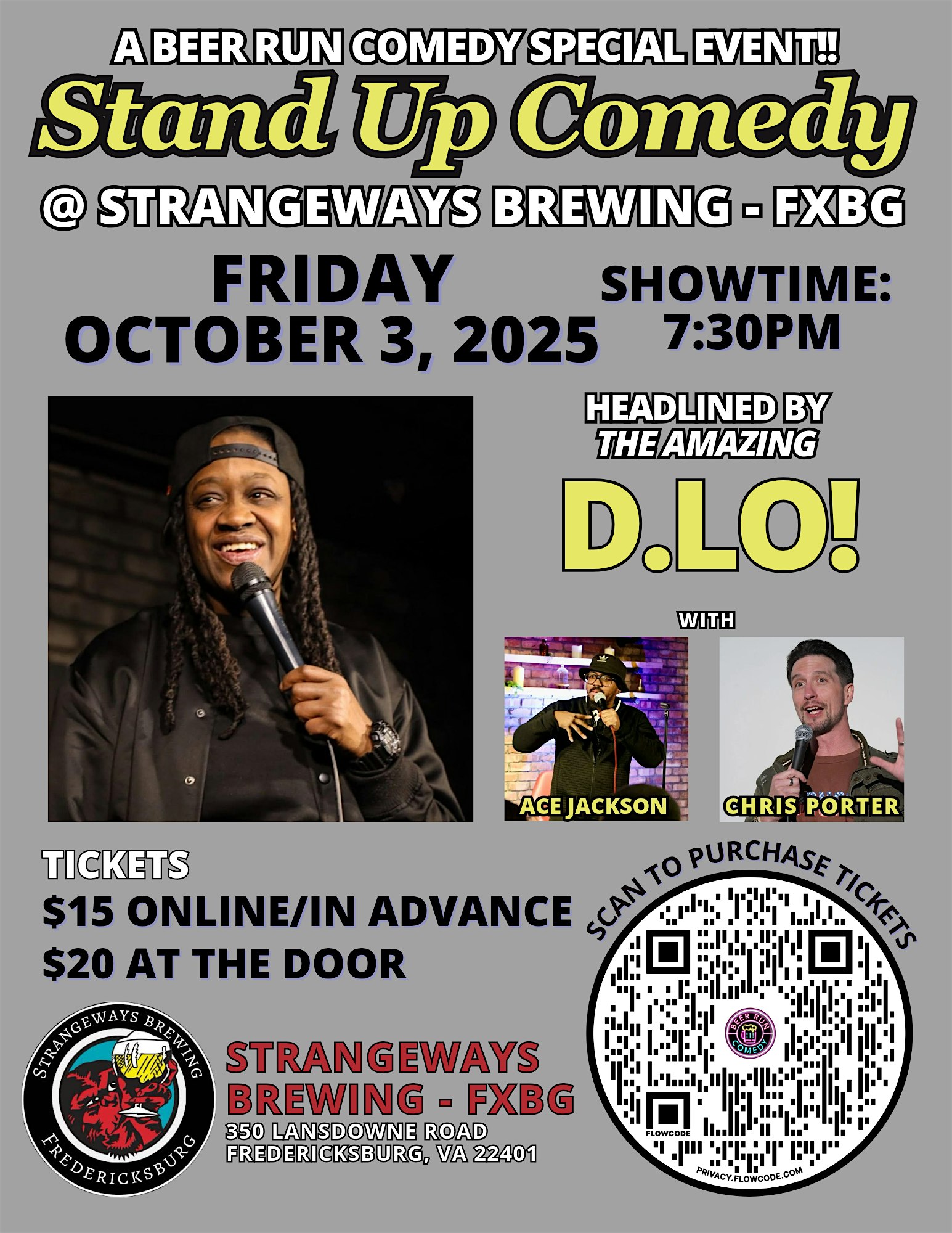 Beer Run Comedy Presents: Stand Up Comedy Night at Strangeways Brewing FBXG at Strangeways Brewing Fredericksburg – Fredericksburg, VA