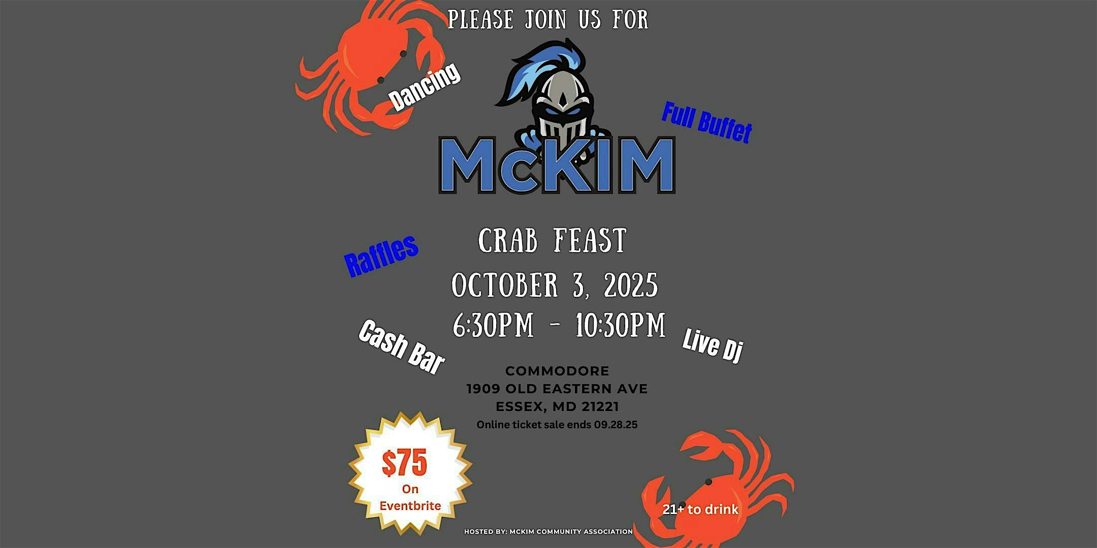2nd Annual McKim Crab Feast at Commodore liquor bar and Event Hall – Essex, MD