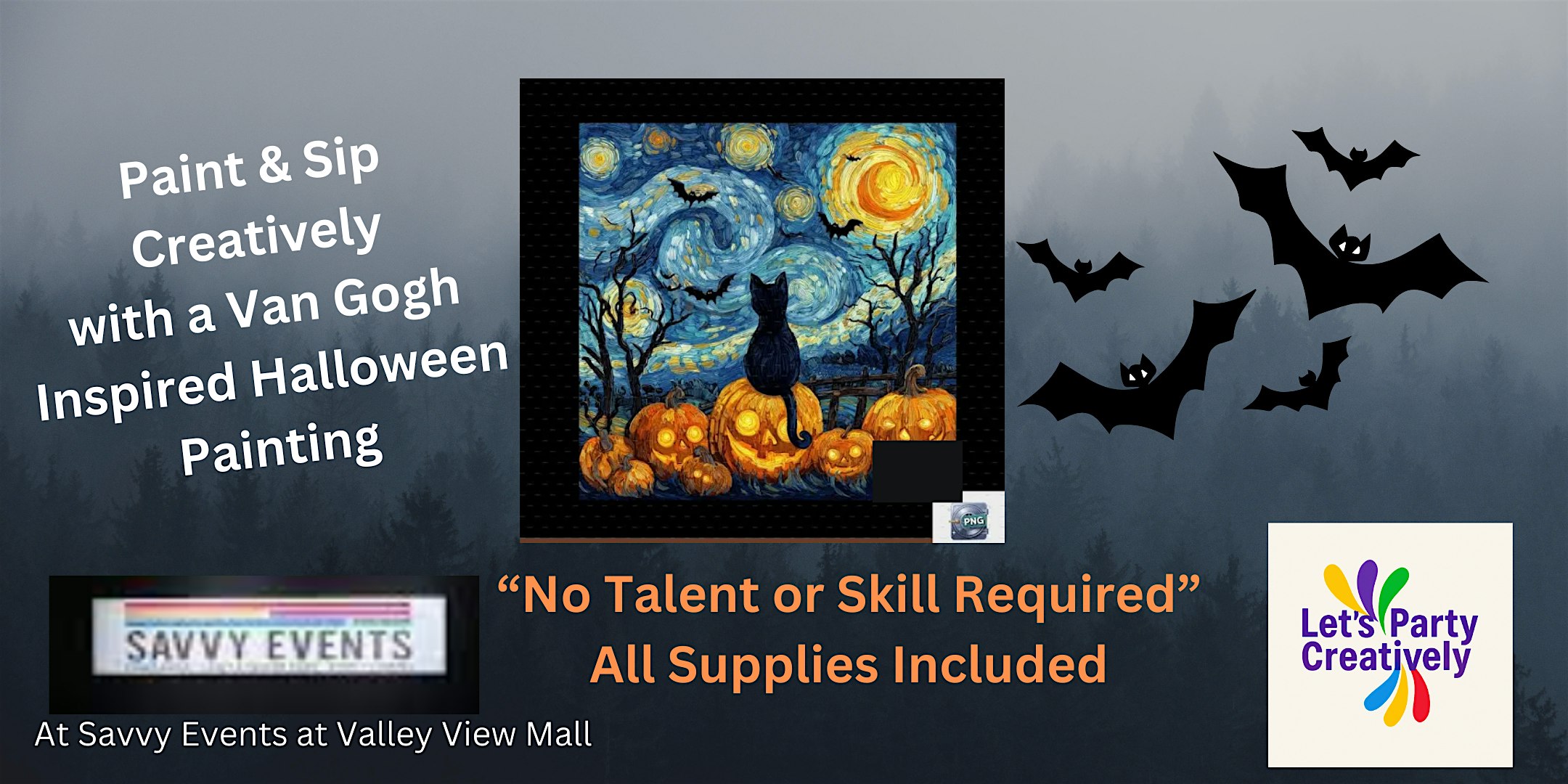 Van Gogh Inspired Black Cat Painting at Valley View Mall – Roanoke, VA