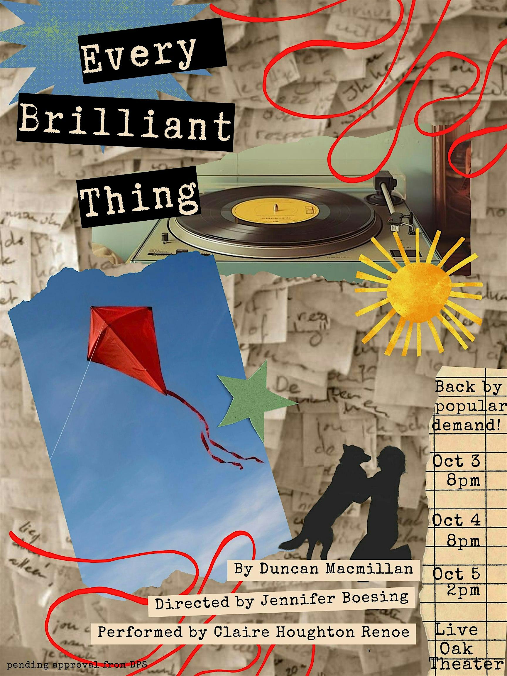 “Every Brilliant Thing” by Duncan Macmillan at Live Oak Theater – Berkeley, CA