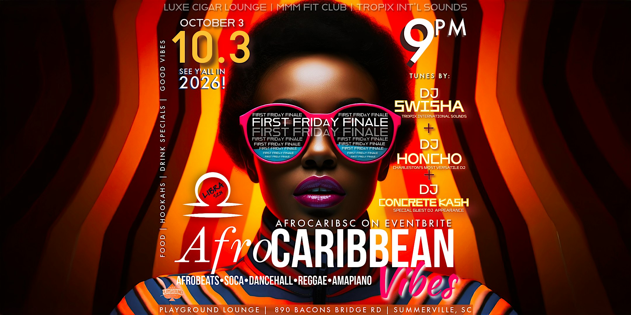 Afro-Caribbean Vibes! at Playground Lounge CHS – Summerville, SC