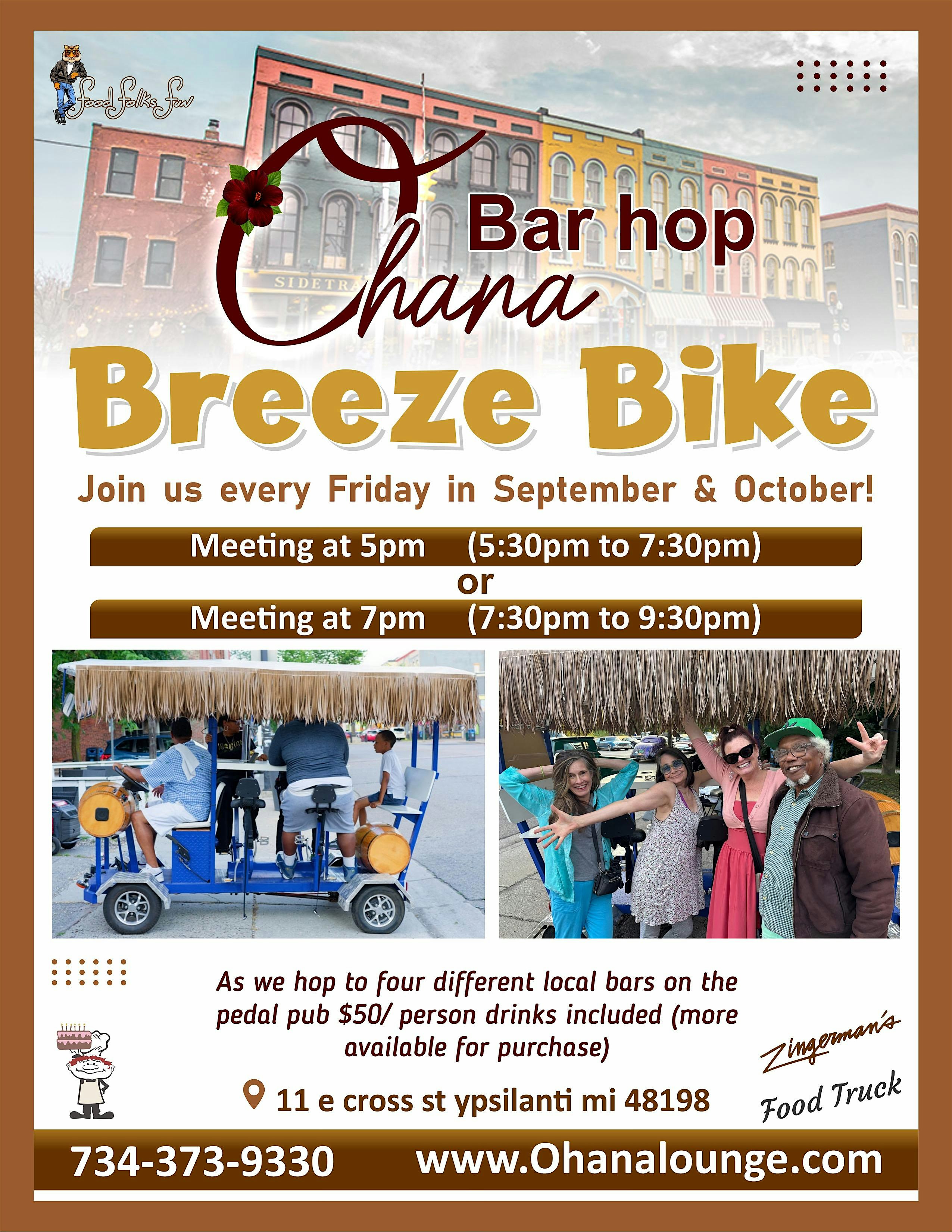 Ohana’s Pedal Pub Bar Hop! at 11 E Cross St – Ypsilanti, MI