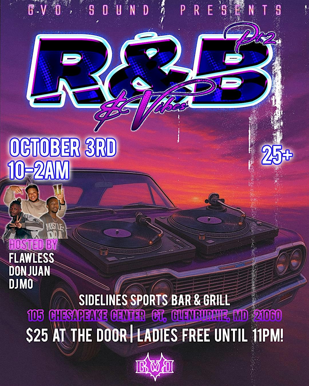 GVO SOUND PRESENTS: R&B & VIBES 2 at Sidelines Sports Bar & Grill – Glen Burnie, MD