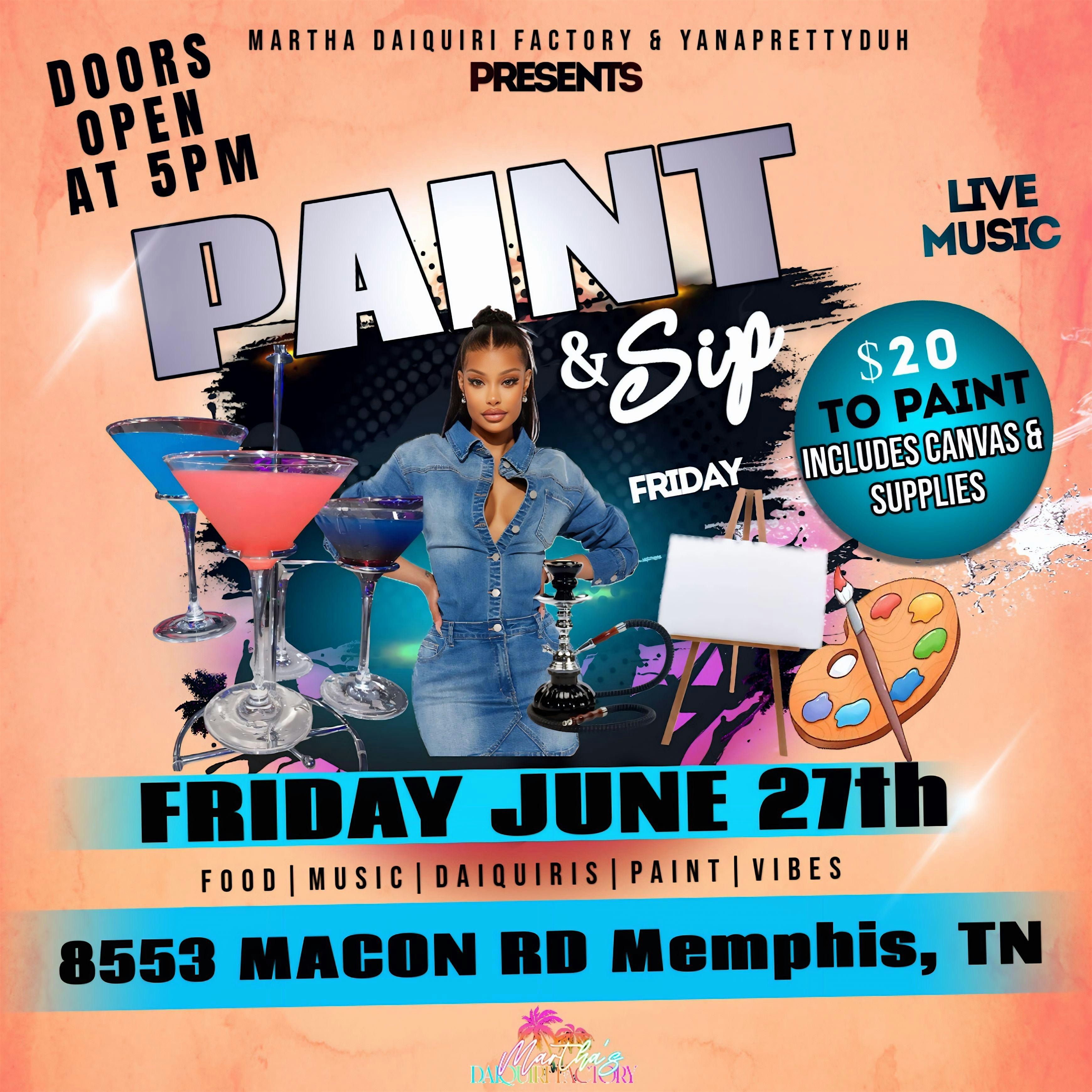 Paint & sip Friday at Martha’s Daiquiri Factory – Memphis, TN