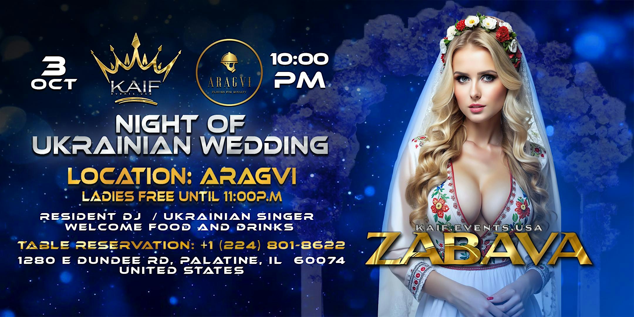 ZABAVA – NIGHT OF UKRAINIAN WEDDING at 1280 E Dundee Rd – Palatine, IL