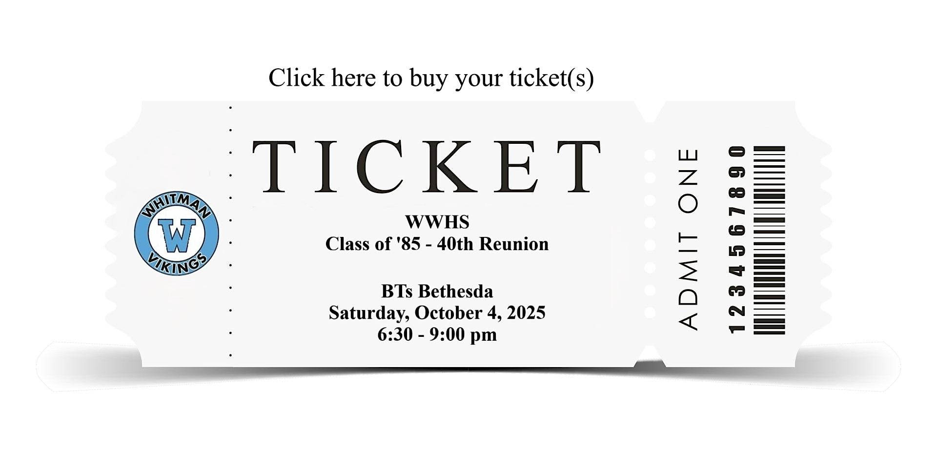 Walt Whitman Class of 1985 – 40th Reunion at BT’s Bethesda – Bethesda, MD