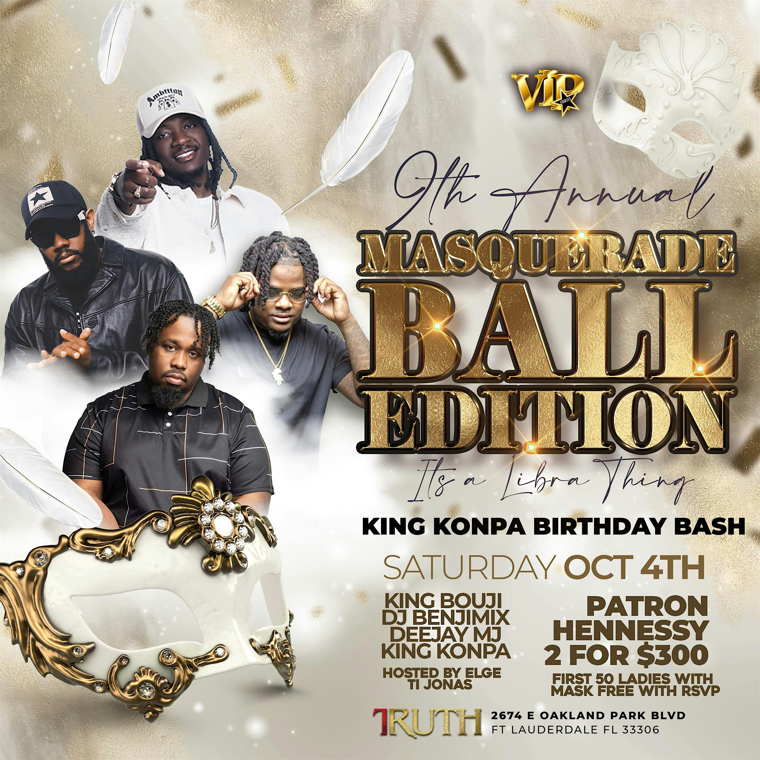 9th annual masquerade Ball King Konpa birthday bash at Truth Lounge and Club – Fort Lauderdale, FL