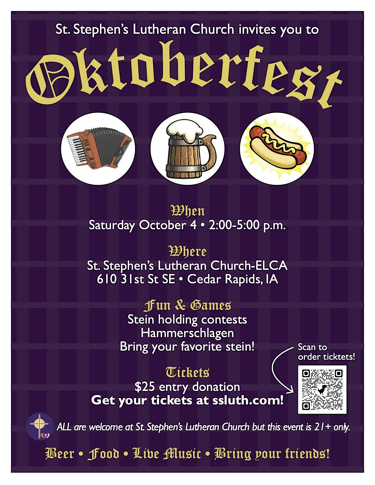 3rd Annual Oktoberfest Fundraiser for St. Stephen’s Lutheran Church at St Stephen’s Lutheran Church, 31st Street Southeast, Cedar Rapids, IA, USA – Cedar Rapids, IA