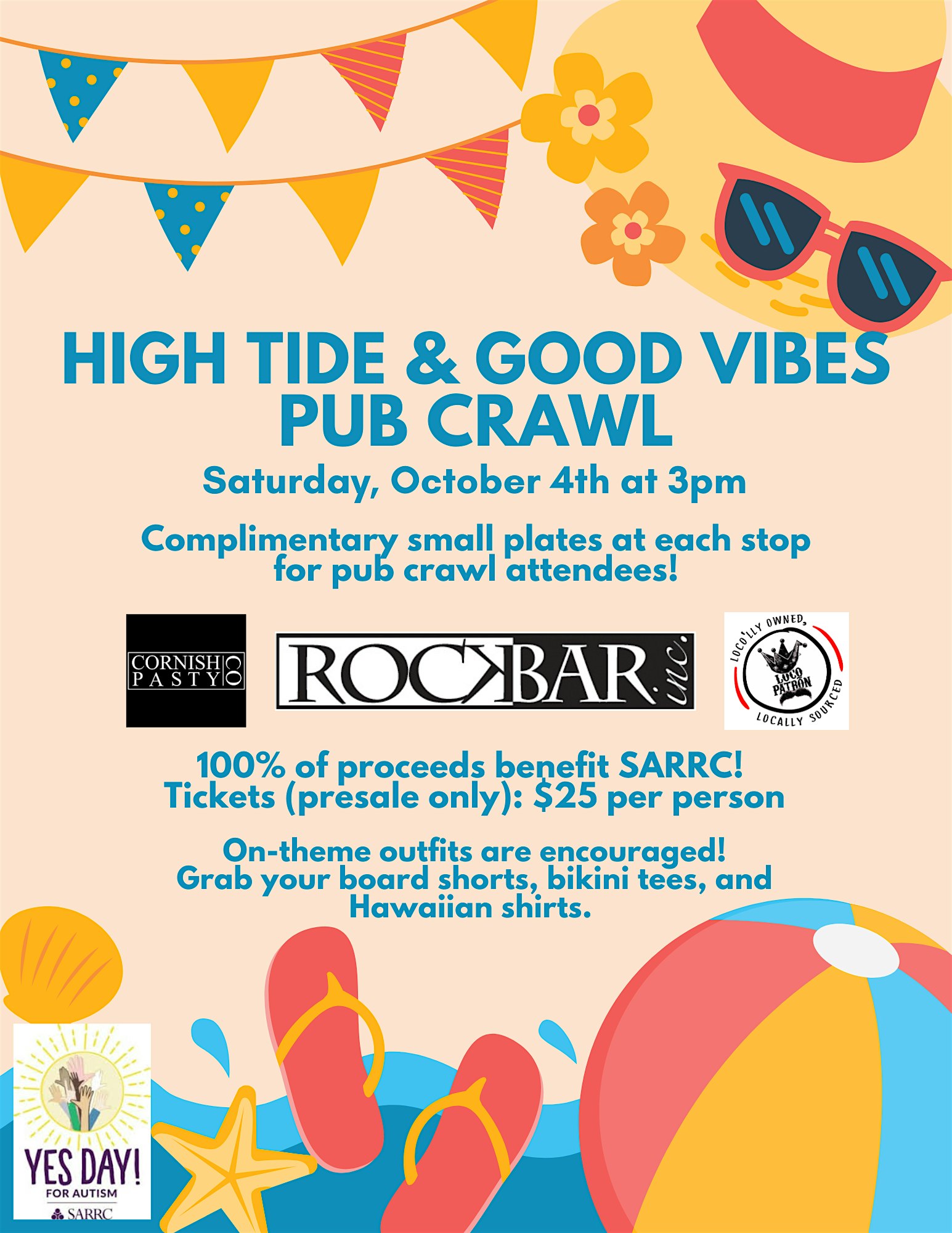High Tide & Good Vibes Pub Crawl at Cornish Pasty Co – Scottsdale, AZ