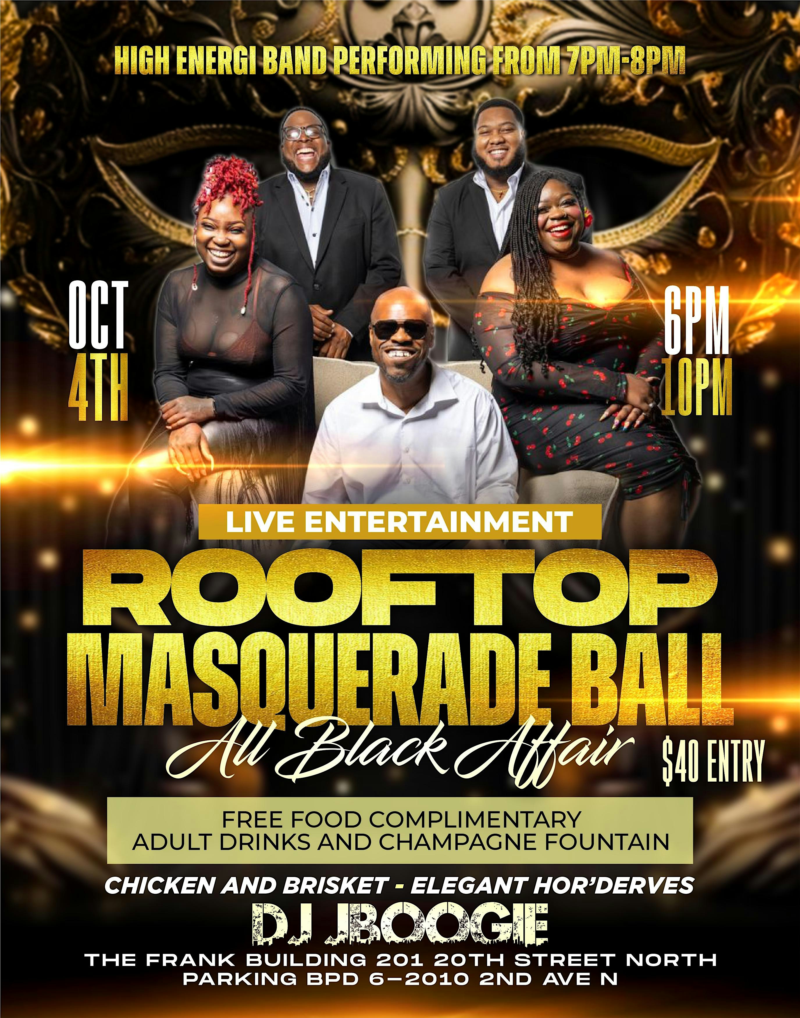 Rooftop Masquerade Party All Black Affair at The Frank – Birmingham, AL