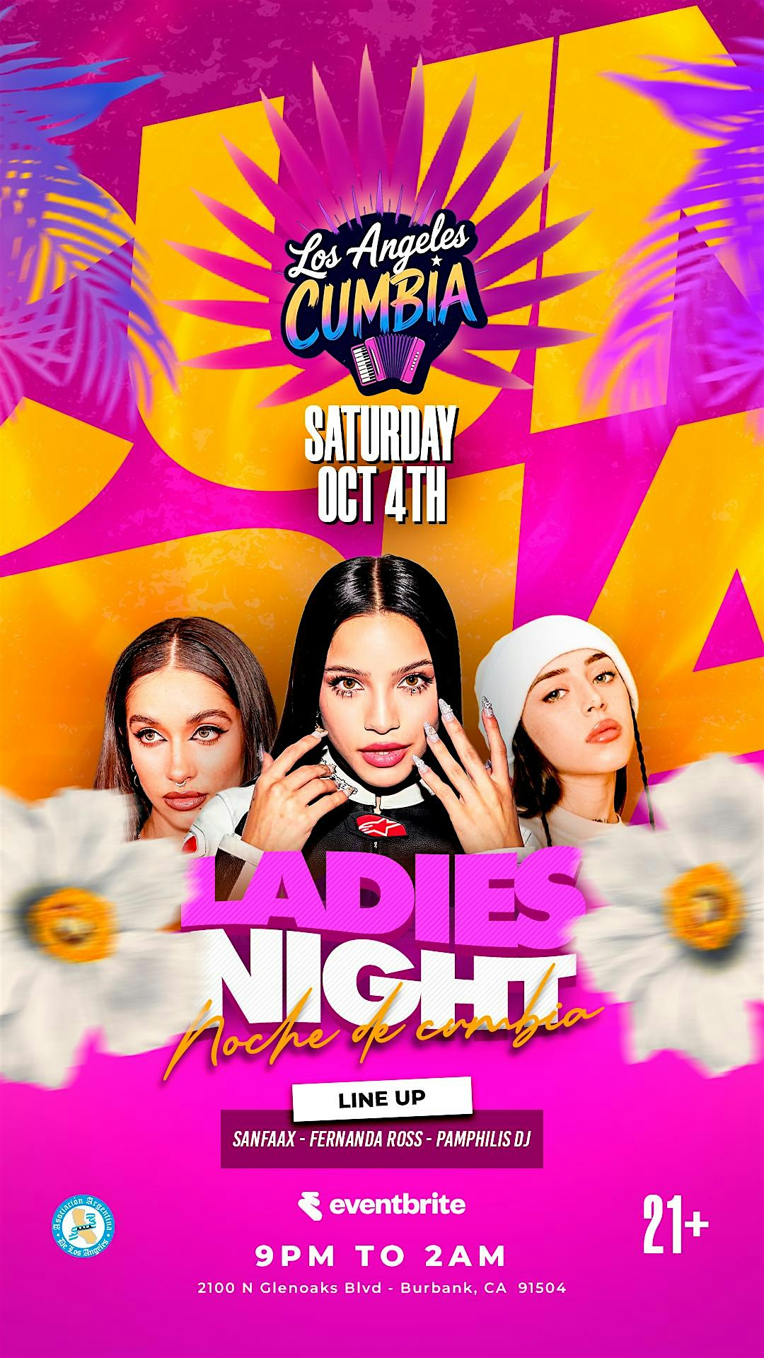 LOS ANGELES CUMBIA “LADIES NIGHT” at Argentine Association of LA – Burbank, CA