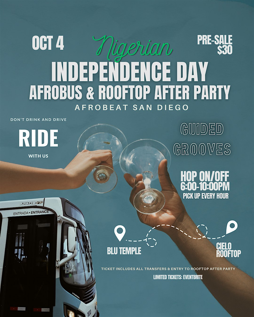 AFROBUS & Rooftop Afro-Party: Guided Grooves at Cielo Rooftop Lounge – San Diego, CA