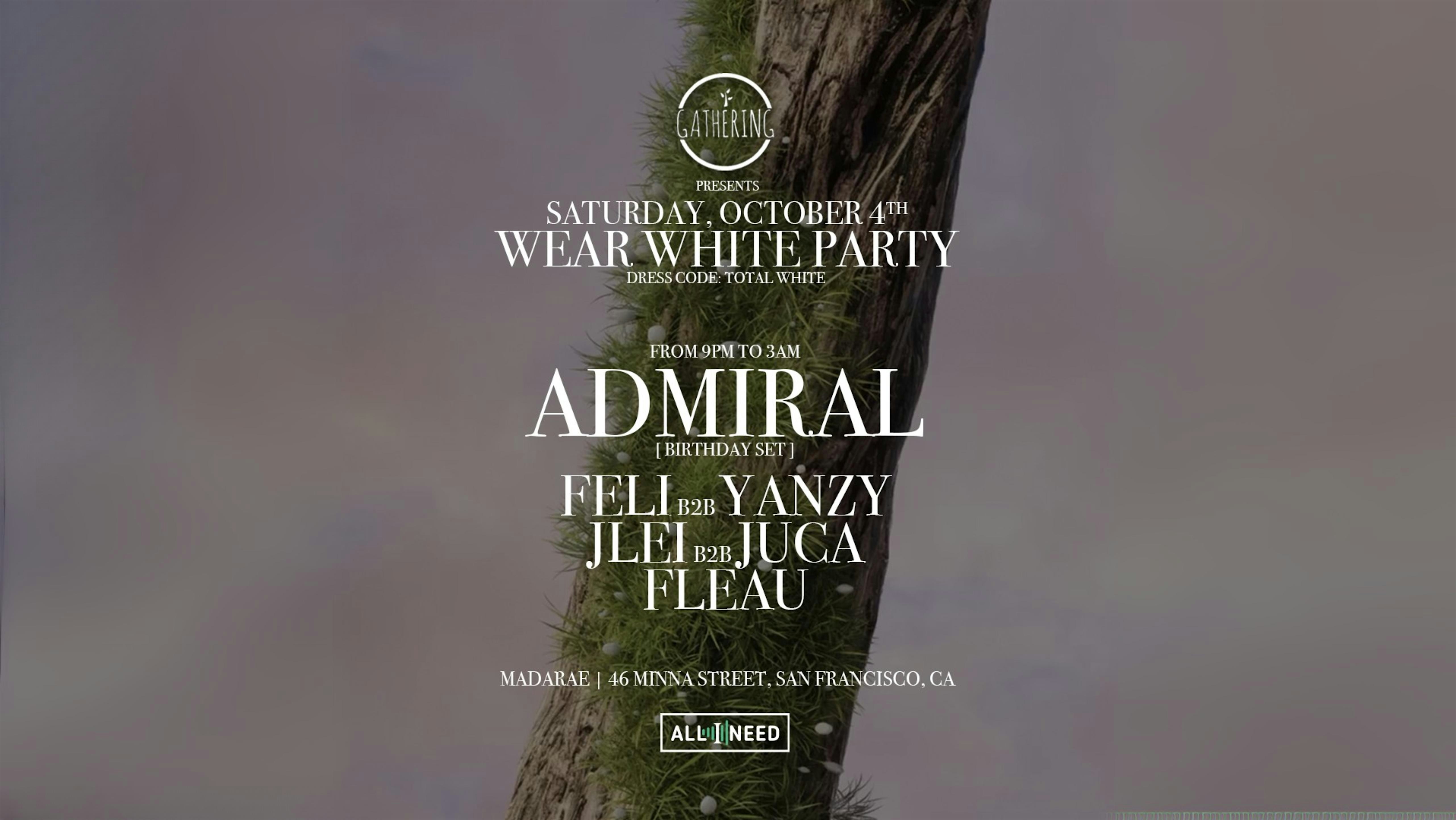 SPECIAL “WHITE PARTY’ W/ 5 DJ’S [AFRO HOUSE & INDIE DANCE]- FREE GUEST LIST at Madarae – San Francisco, CA