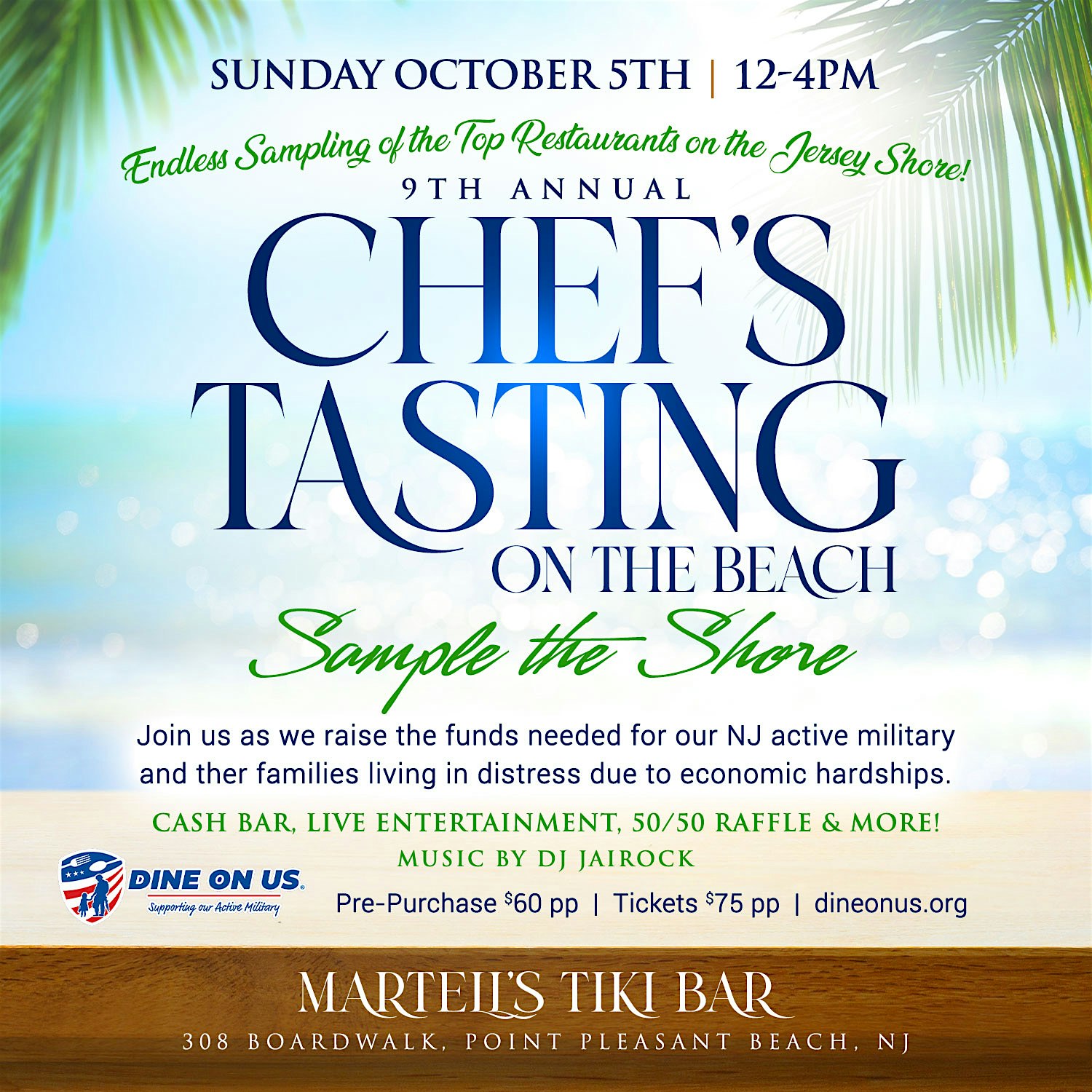 Chef Tasting At The Beach at Martell’s Tiki Bar – Point Pleasant Beach, NJ
