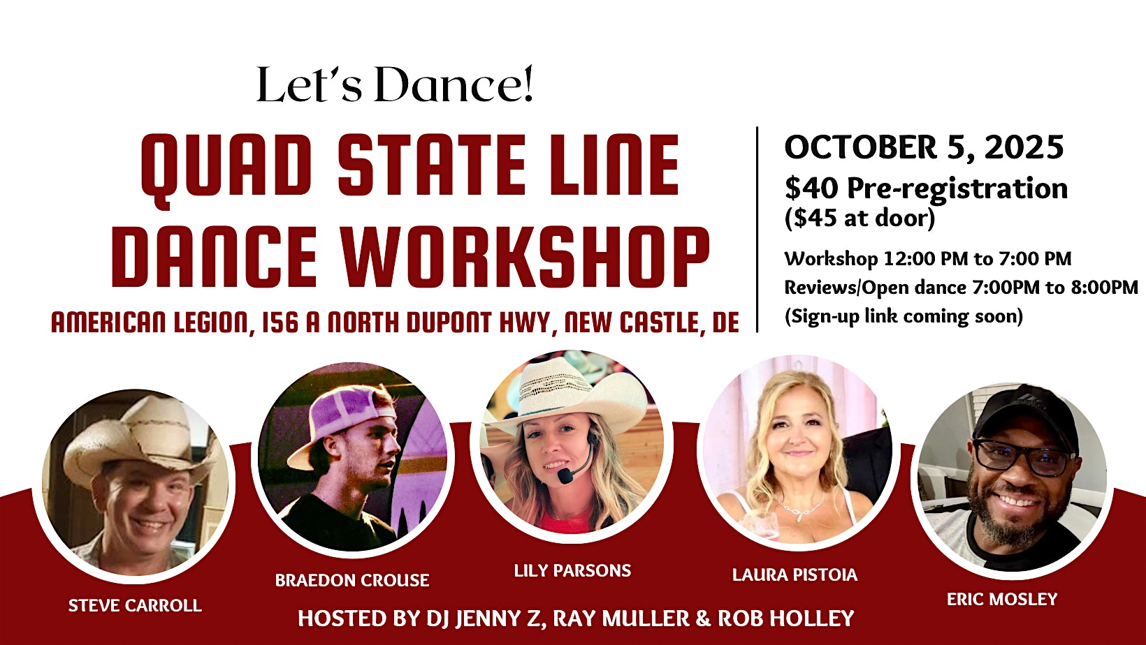 Quad State Line Dance Workshop hosted by Rob Holley, Ray Muller &DJ Jenny Z at American Legion Stahl Post #30 – New Castle, DE