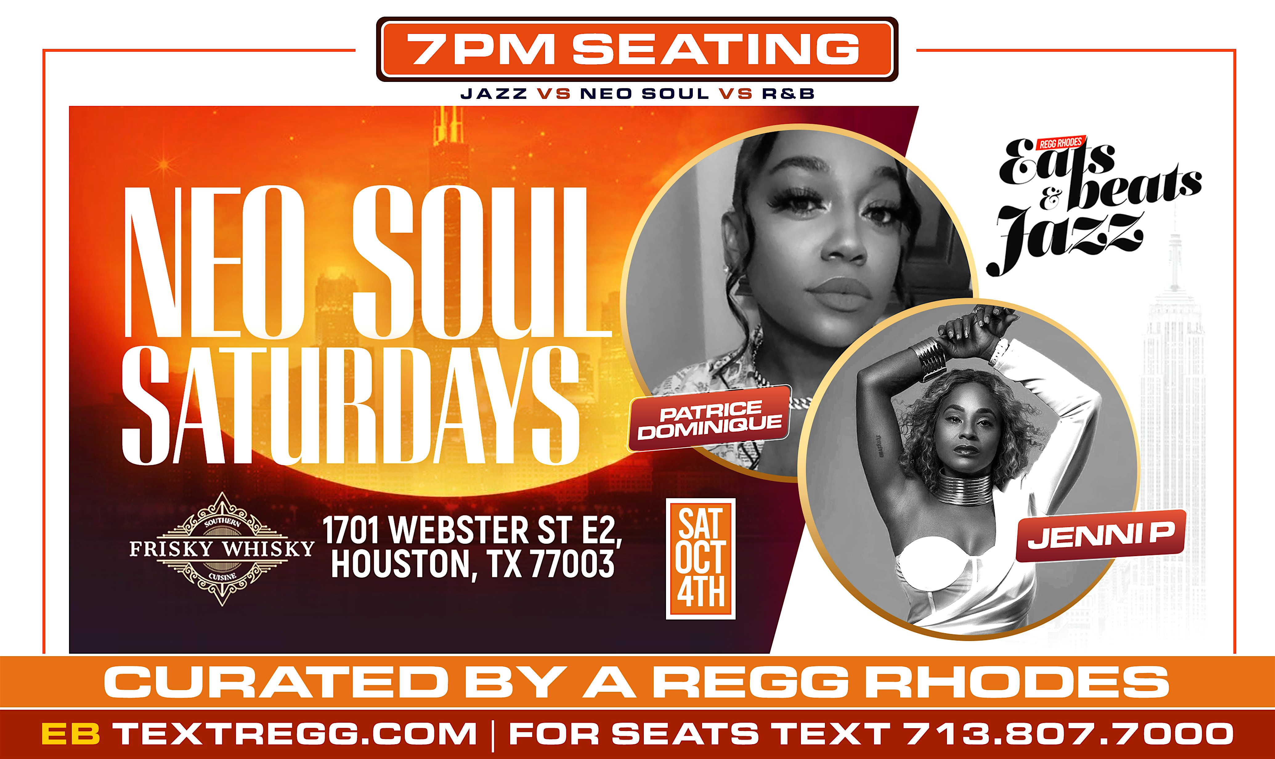 FREE LIVE MUSIC SHOWCASE in MIDTOWN – (WITH RSVP) at Frisky Whisky live jazz bar & restaurant – Houston, TX
