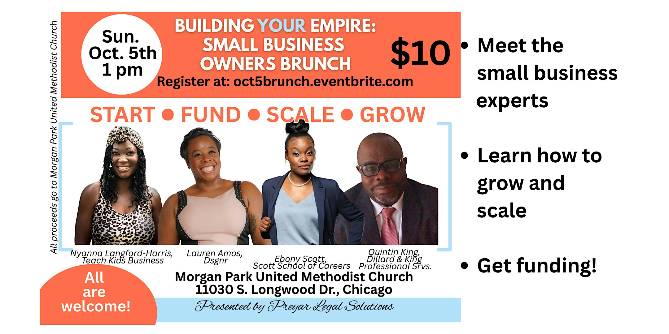 Small Business Owners Brunch at Morgan Park United Methodist Church – Chicago, IL