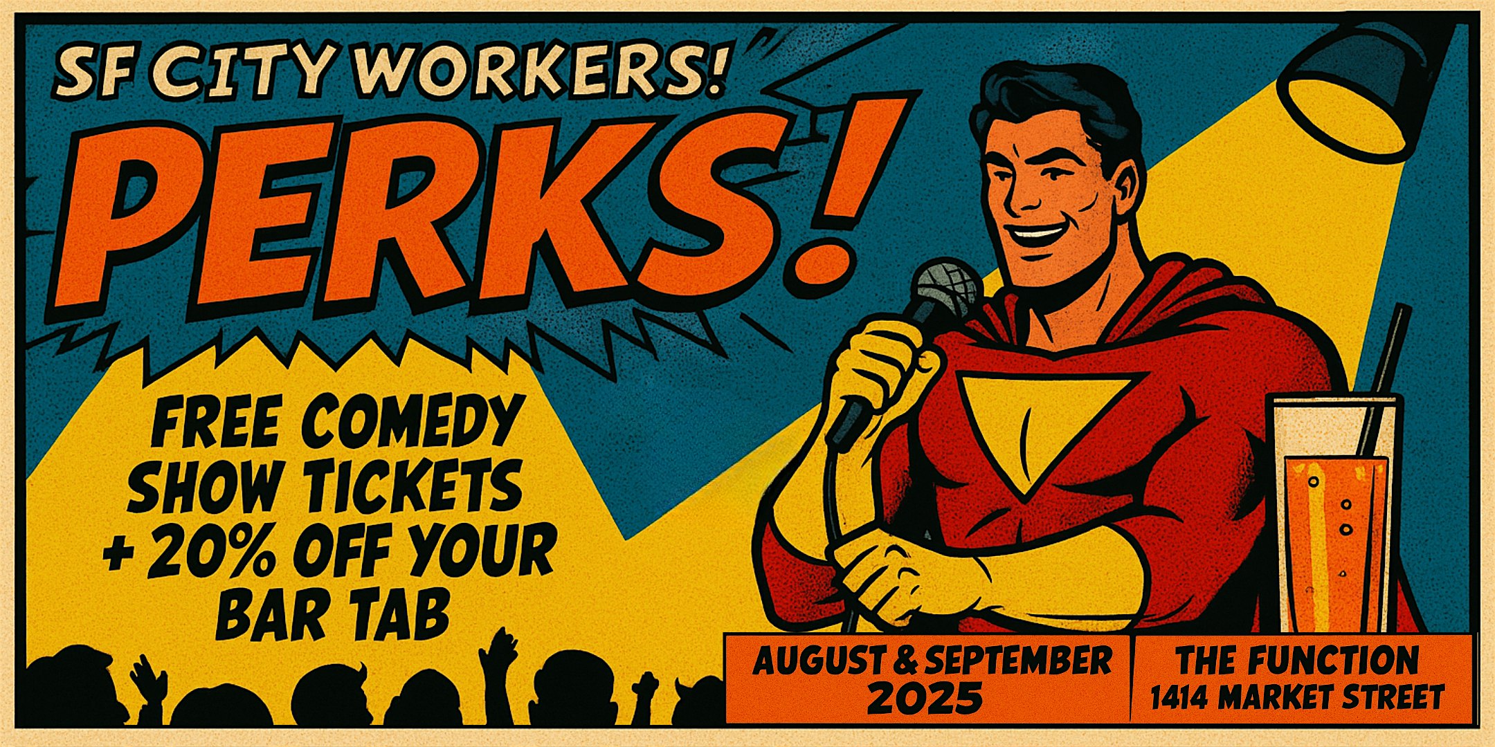 PERKS FOR SF CITY WORKERS: Free Comedy Shows + 20% Off Drinks (Thru 9/30) at The Function SF: Comedy Club & Cocktail Lounge – San Francisco, CA