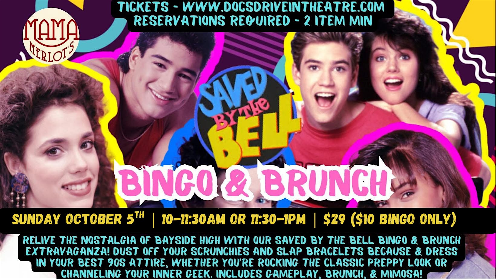 Saved by the Bell Bingo & Brunch at the Speakeasy at Mama Merlot’s Speakeasy – Buda, TX