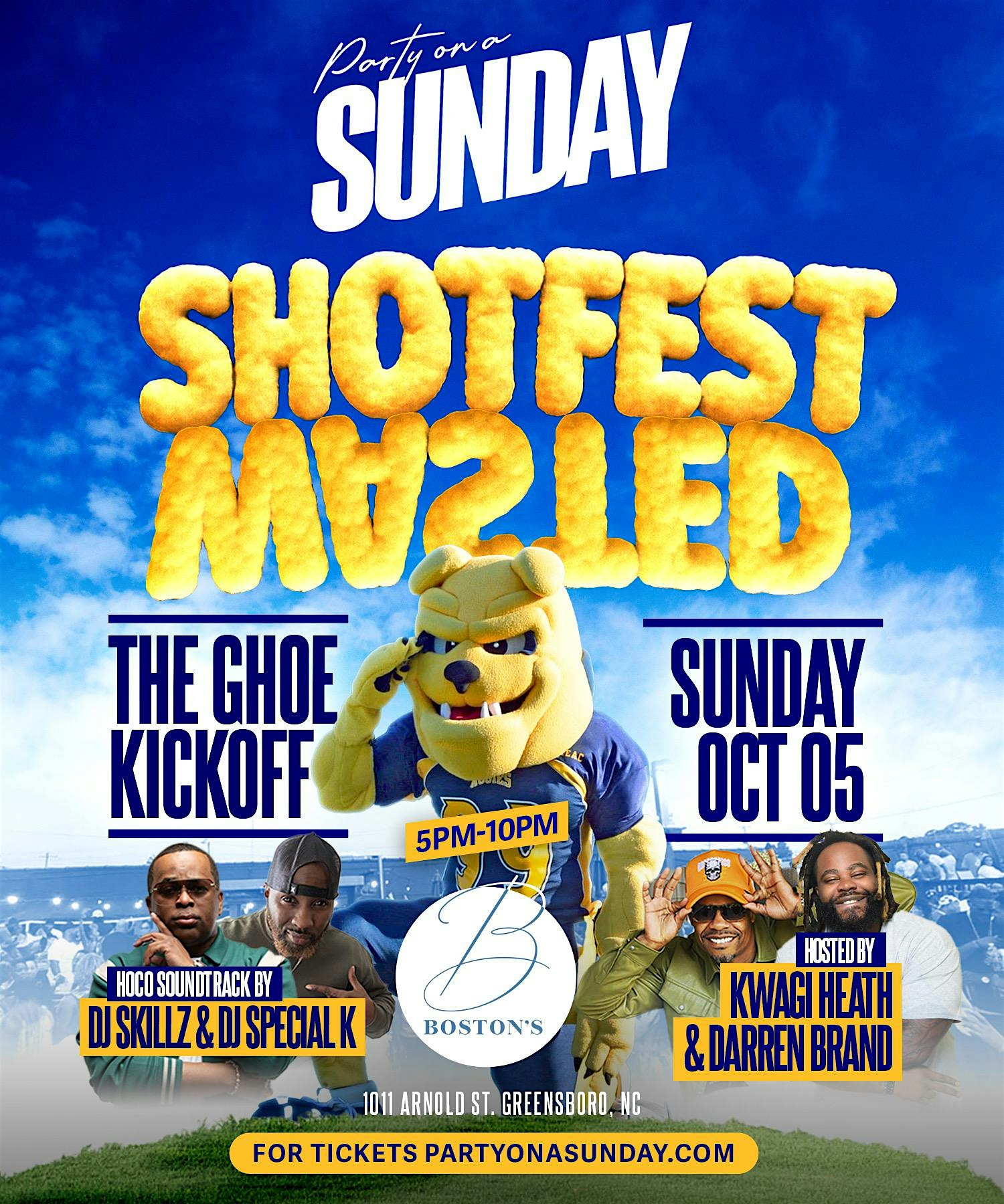 PARTY ON A SUNDAY “The GHOE Kickoff” at Boston’s – Greensboro, NC