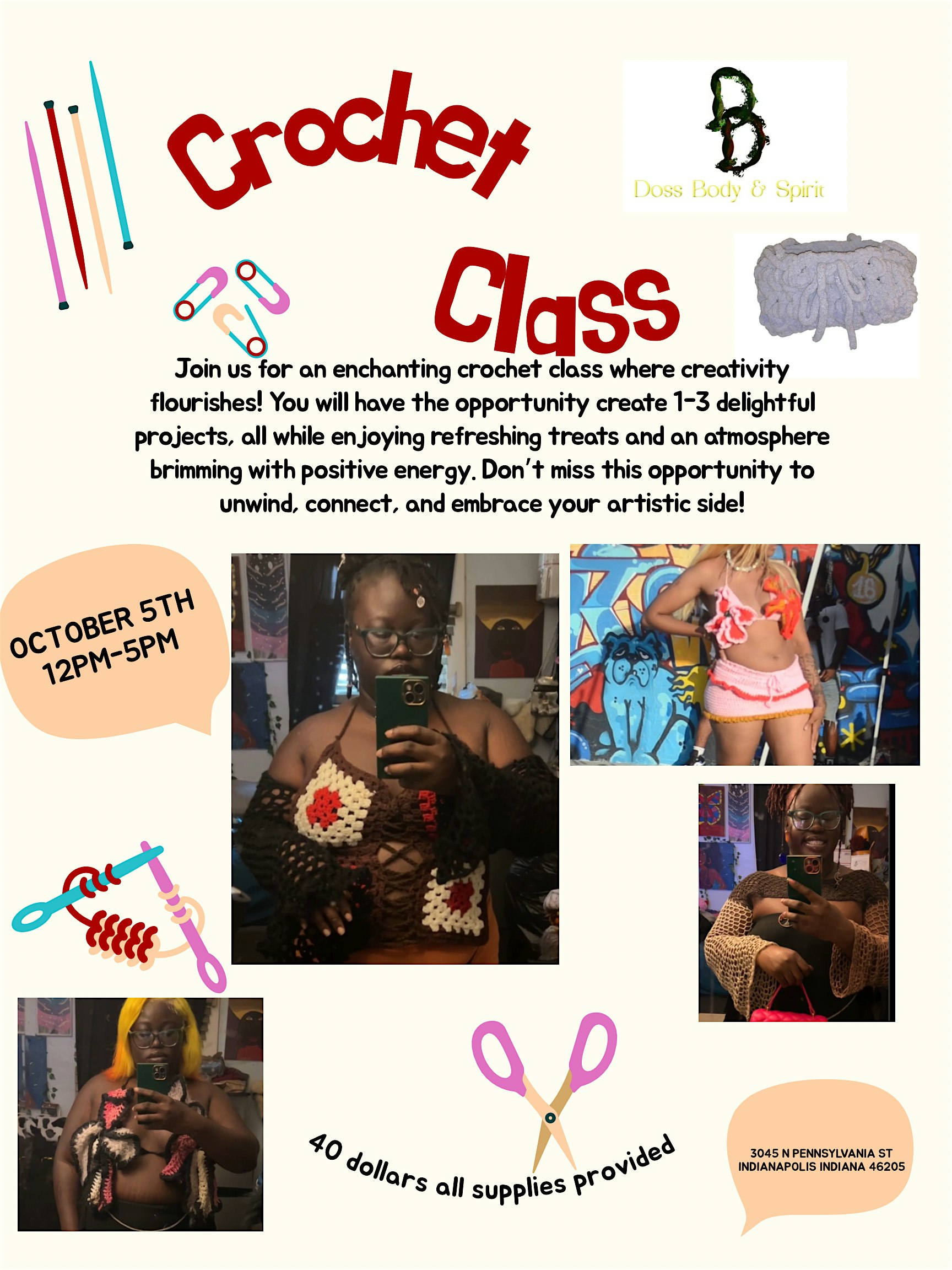 Crochet class at 3045 N Pennsylvania St – Indianapolis, IN
