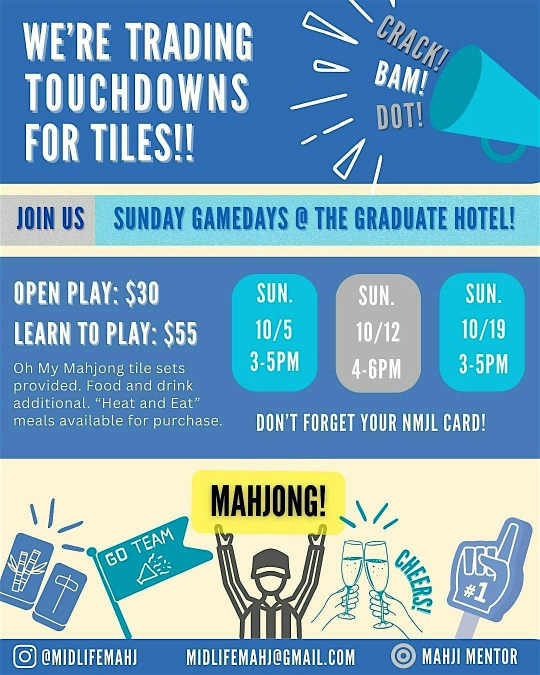 Trading Touchdowns for Tiles – Sunday Mahjong Gamedays at Graduate by Hilton Dallas – Dallas, TX