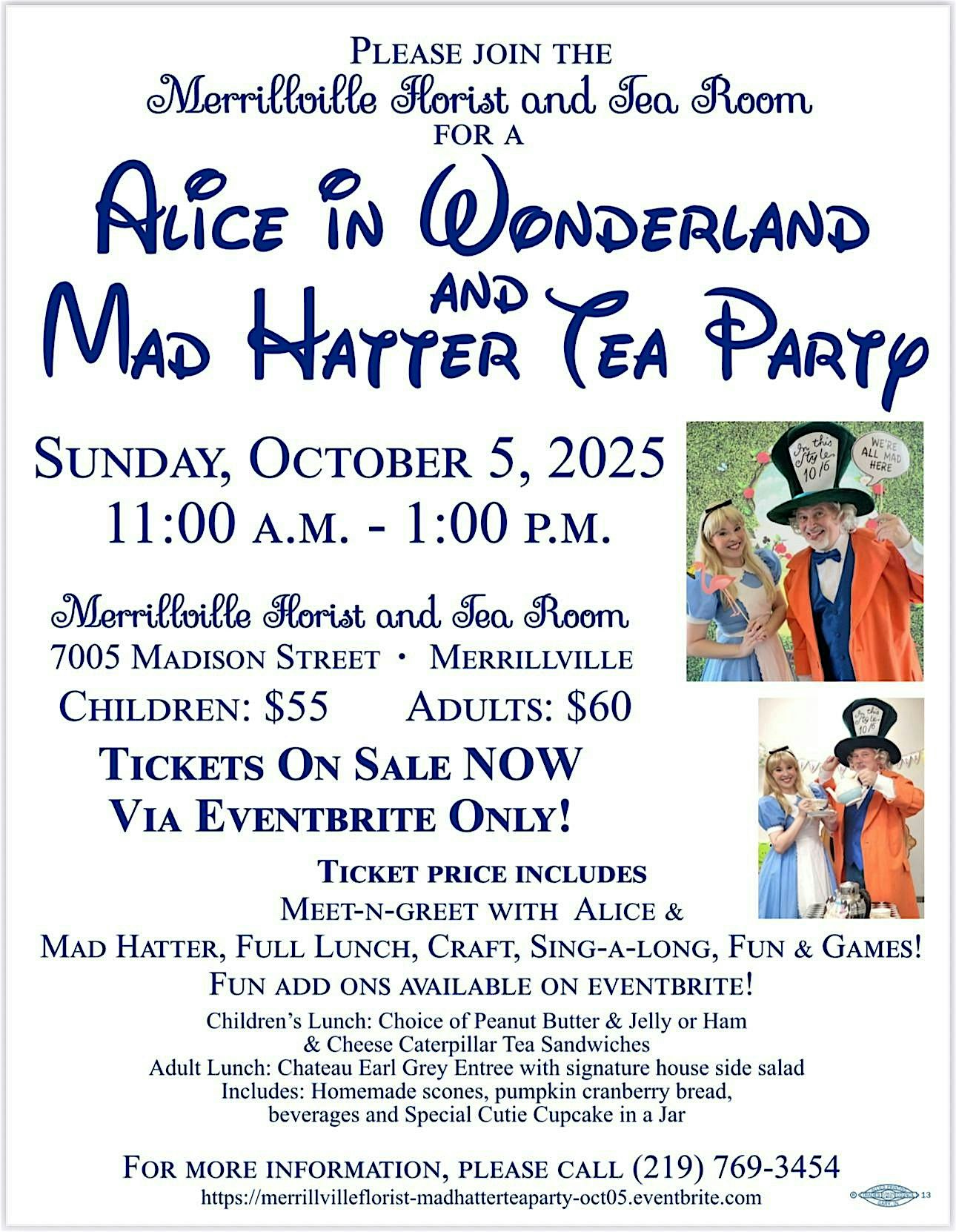 Mad Hatter Tea Party at Merrillville Florist & Tea Room – Merrillville, IN