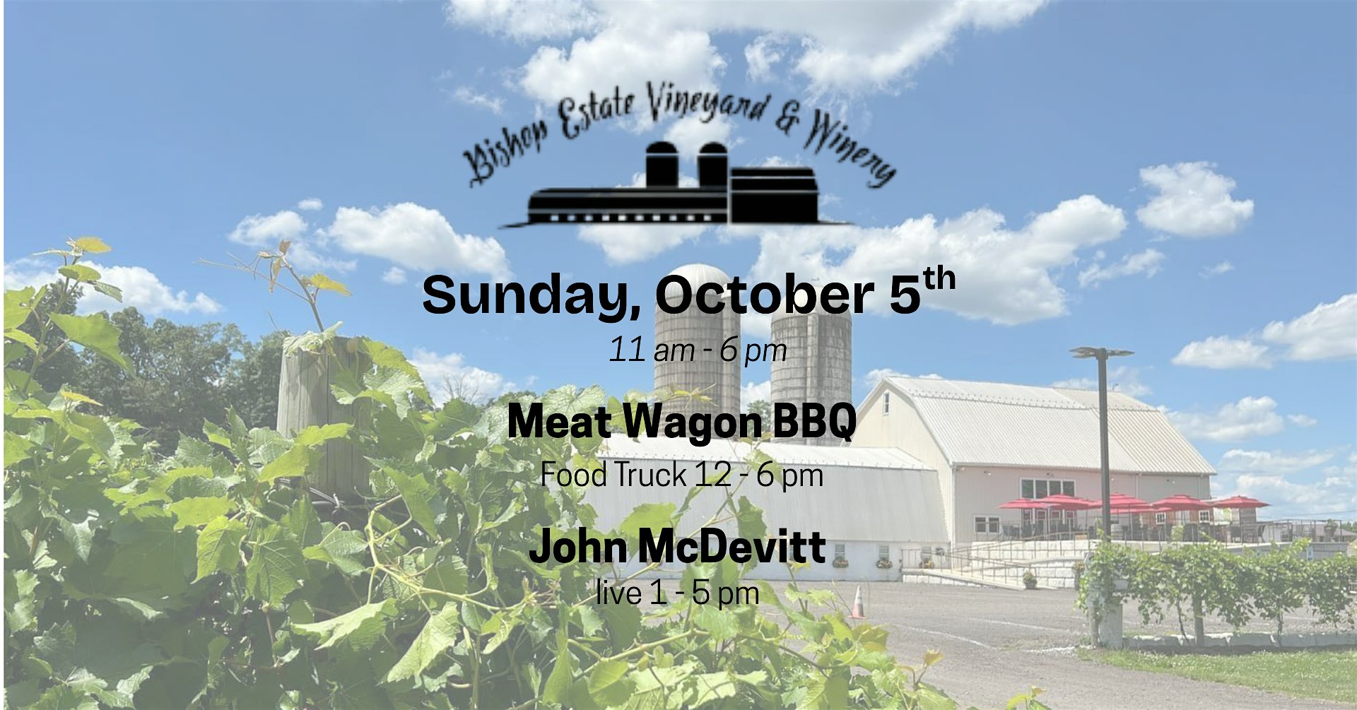 Meat Wagon Food Truck with John McDevitt Live at Bishop Estate at Bishop Estate Vineyard and Winery – Perkasie, PA