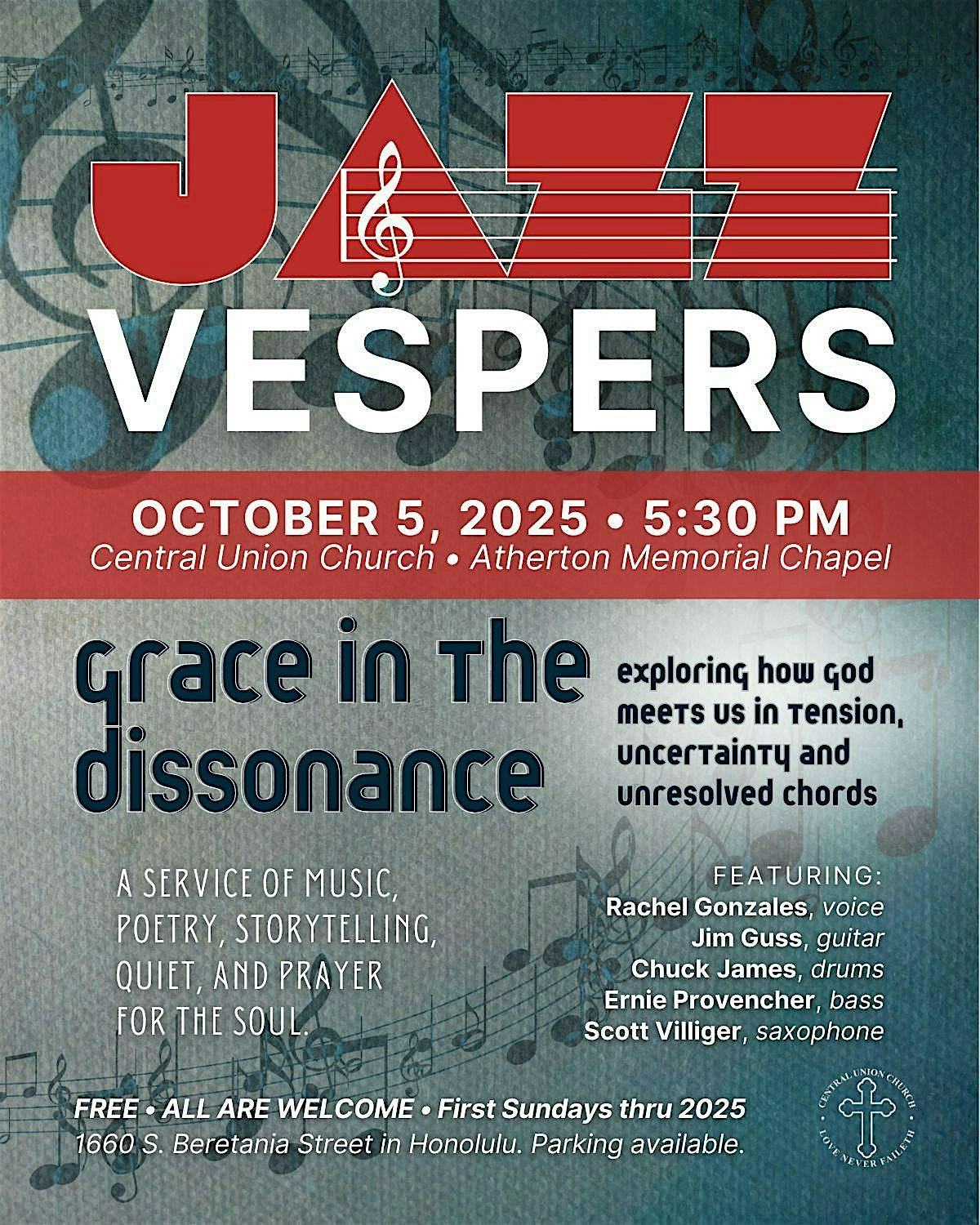 Jazz Vespers “Grace in the Dissonance” at Central Union Church of Honolulu – Honolulu, HI