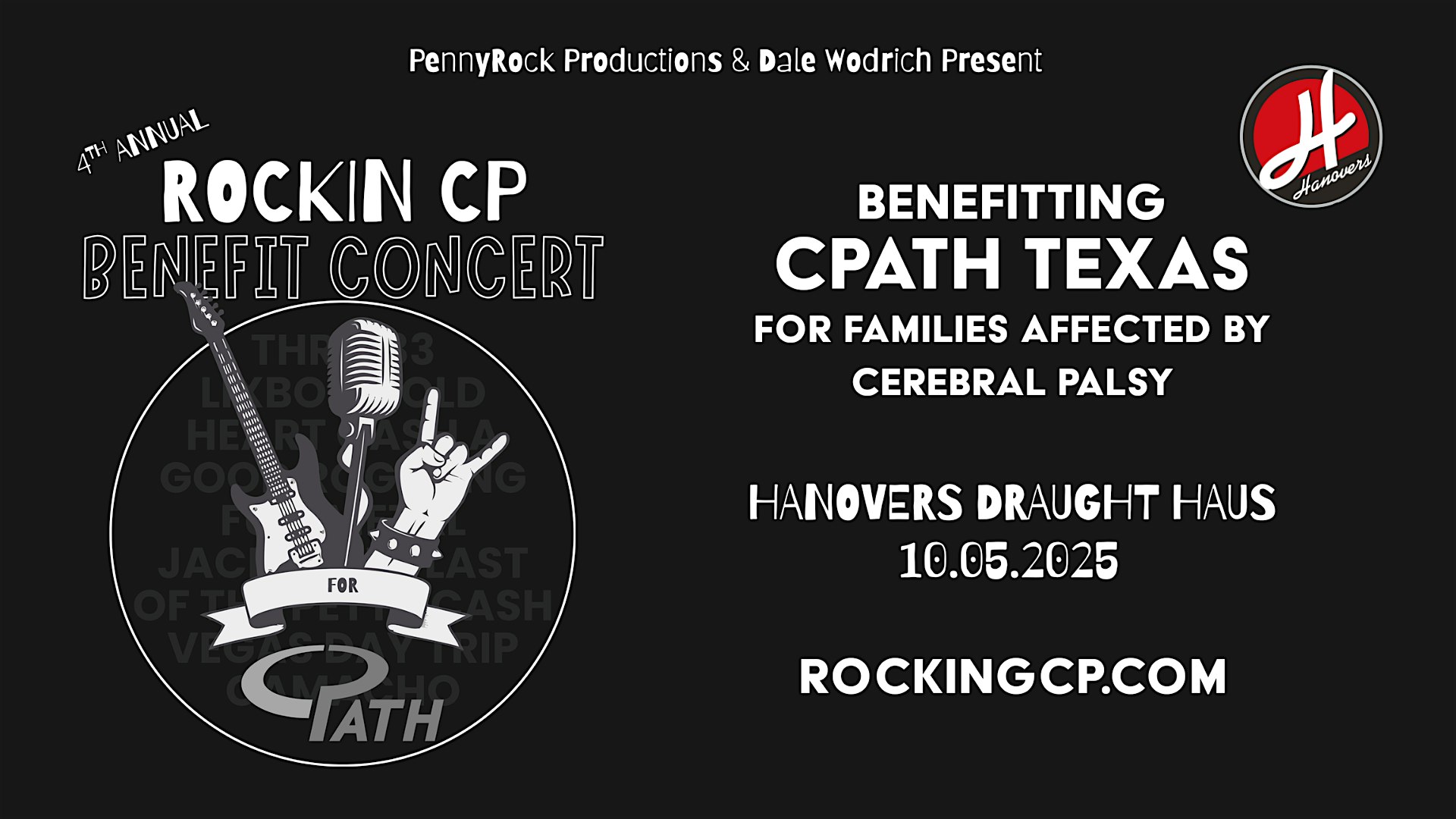 4th Annual Rockin CPATH Benefit Concert @ Hanovers Pflugerville at Hanovers Draught Haus – Pflugerville, TX