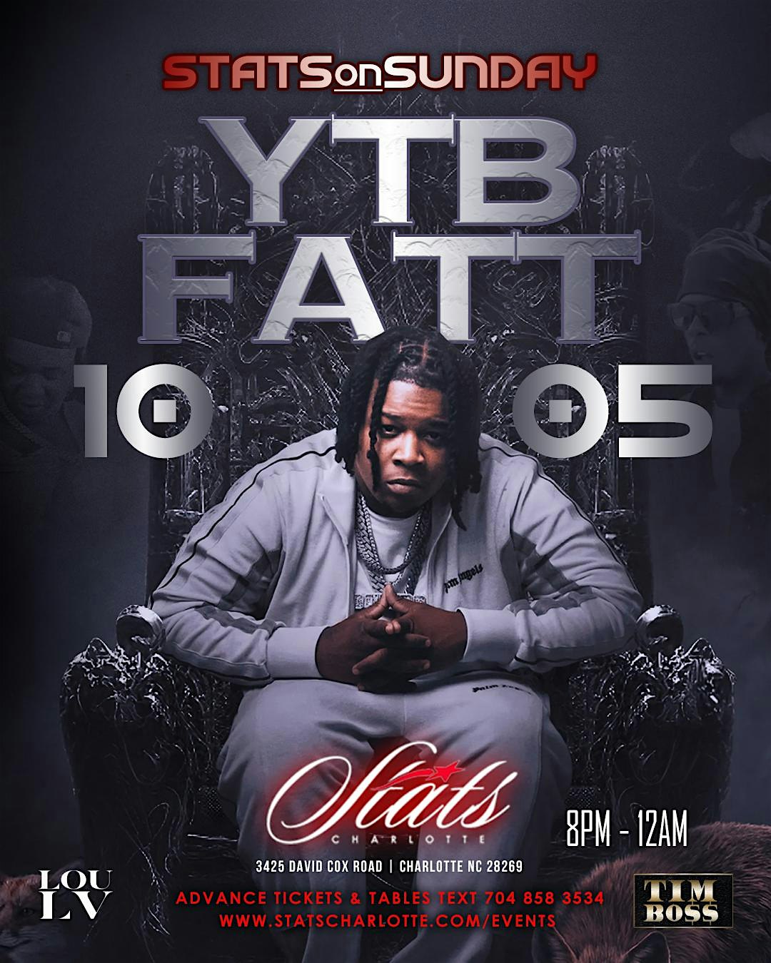 STATS ON SUNDAY |YTB FATT | Oct 5 at STATS Restaurant & Bar – Charlotte, NC
