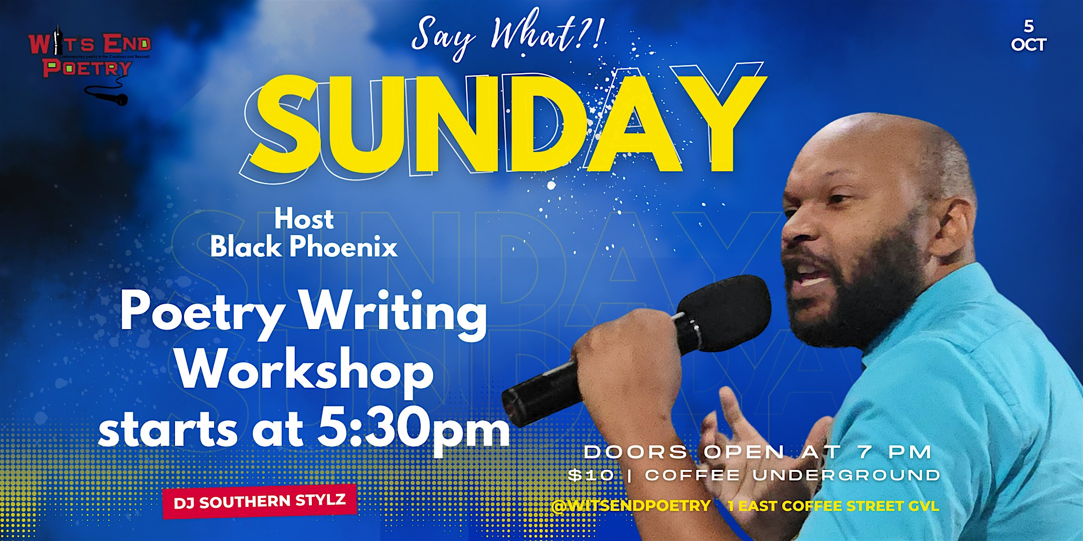 Say What?! Poetry Workshop with Black Phoenix at Coffee Underground at Coffee Underground – Greenville, SC